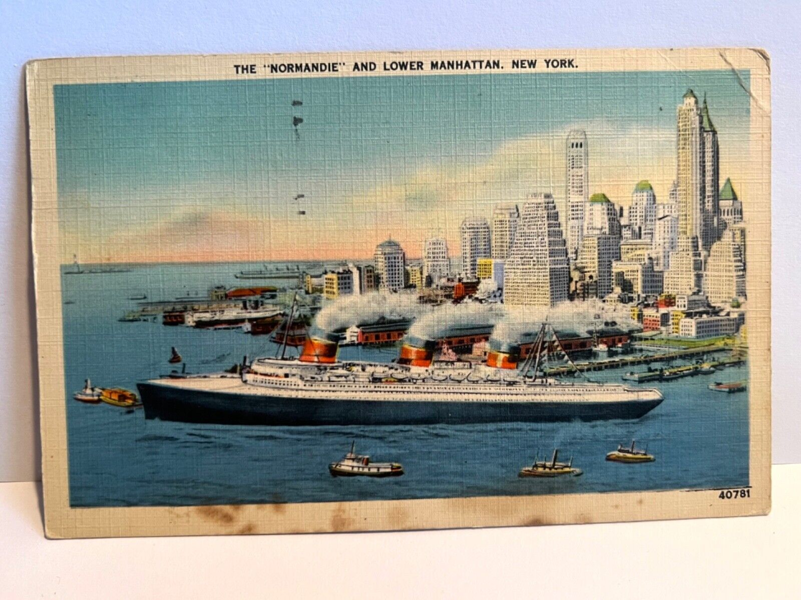 Antique postcard S S Normandie Ship French Line dated 1941