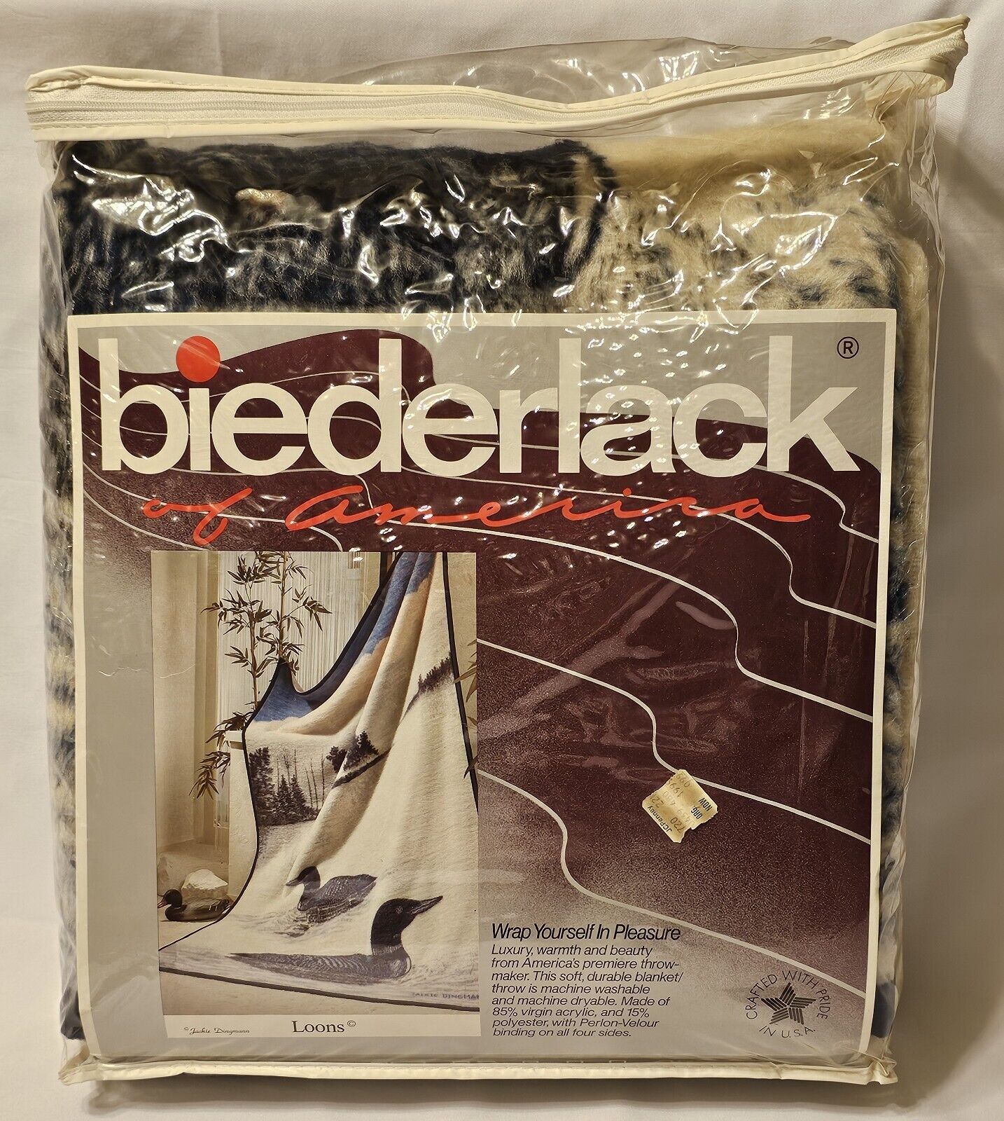 Vintage Biederlack Loon Throw Blanket Lake Birds Duck Waterfowl Made in USA