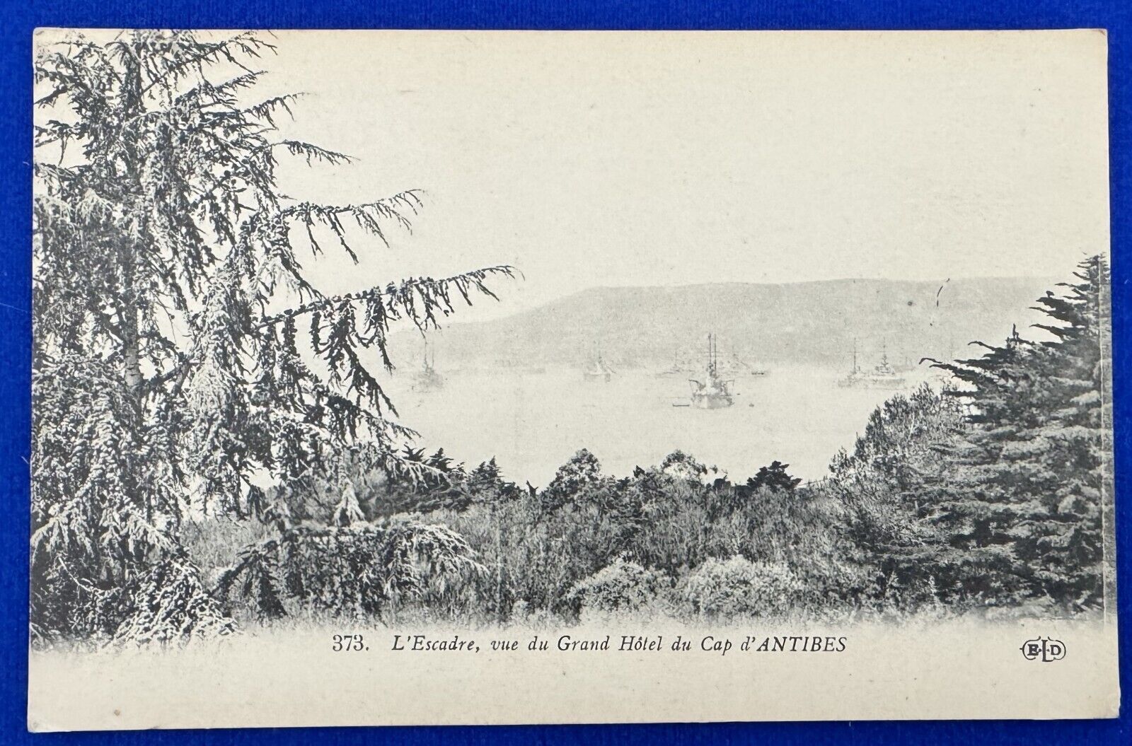 Antique 1918 B&W Squadron in Bay from Grand Hotel of Antibes France Postcard WWI