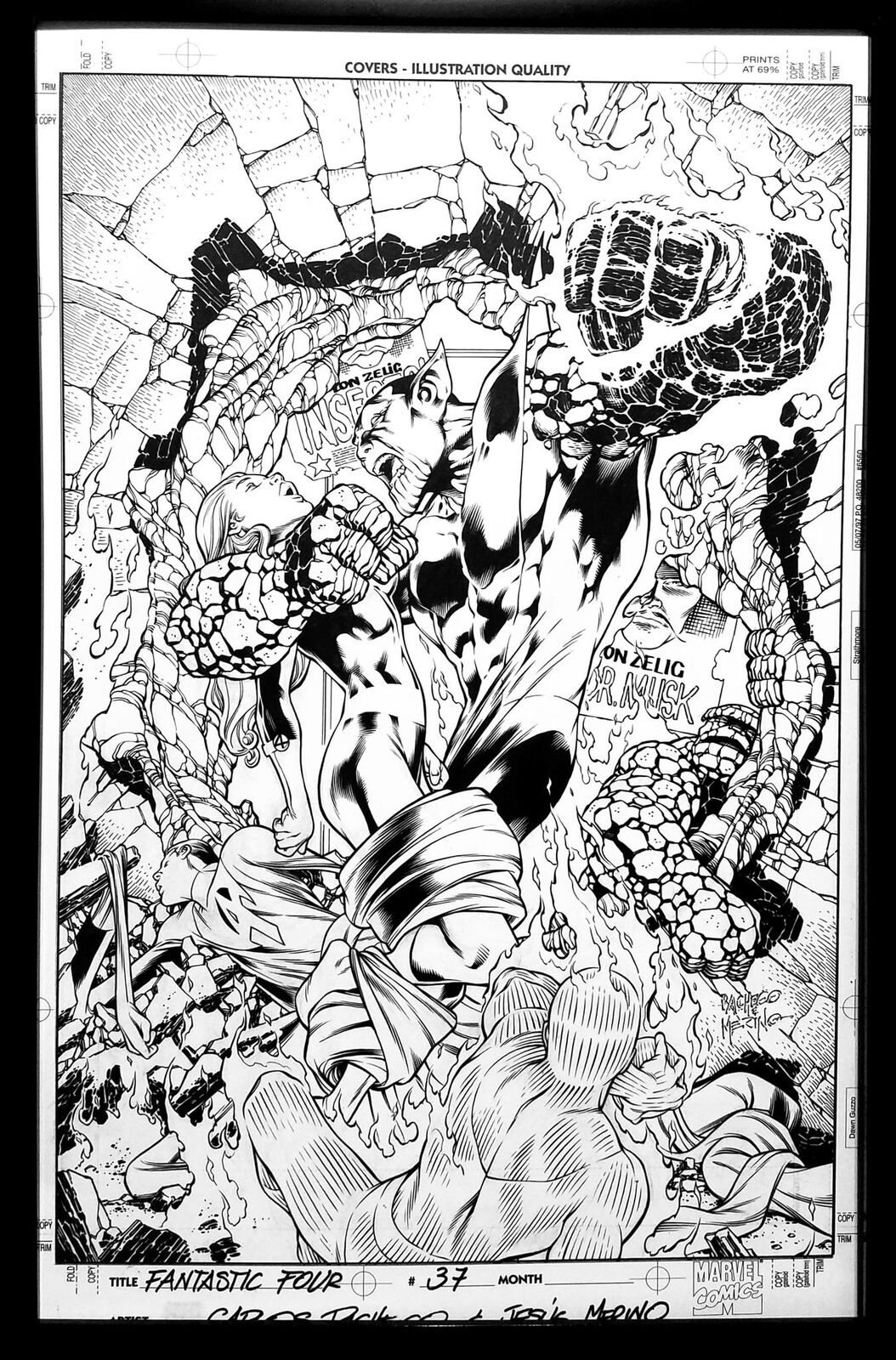 Fantastic Four #37 by Carlos Pacheco 11x17 FRAMED Original Art Poster Marvel Com