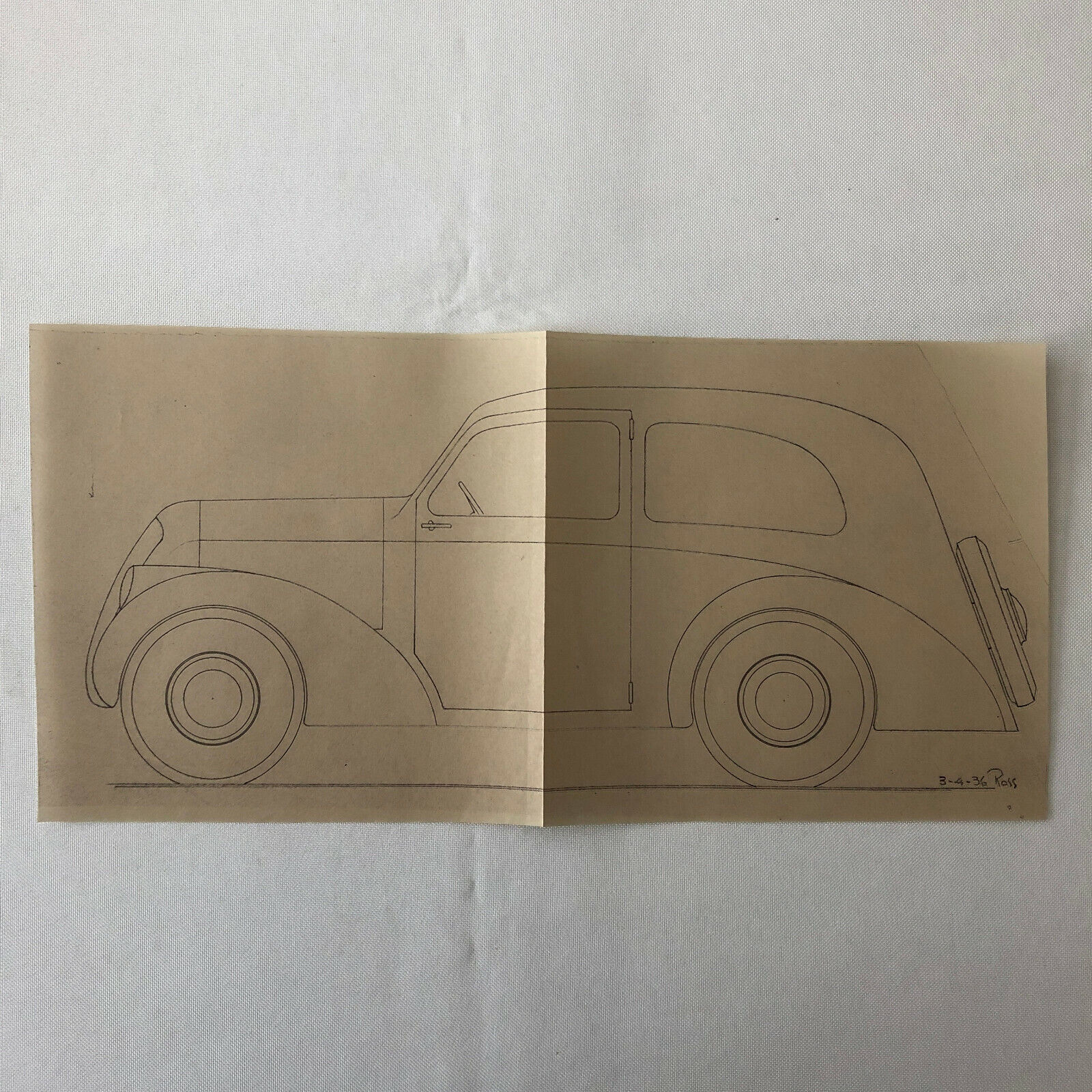 1936 Coachbuilder Car Design Blueprint Rendering Blue Print Coupe Body Style 