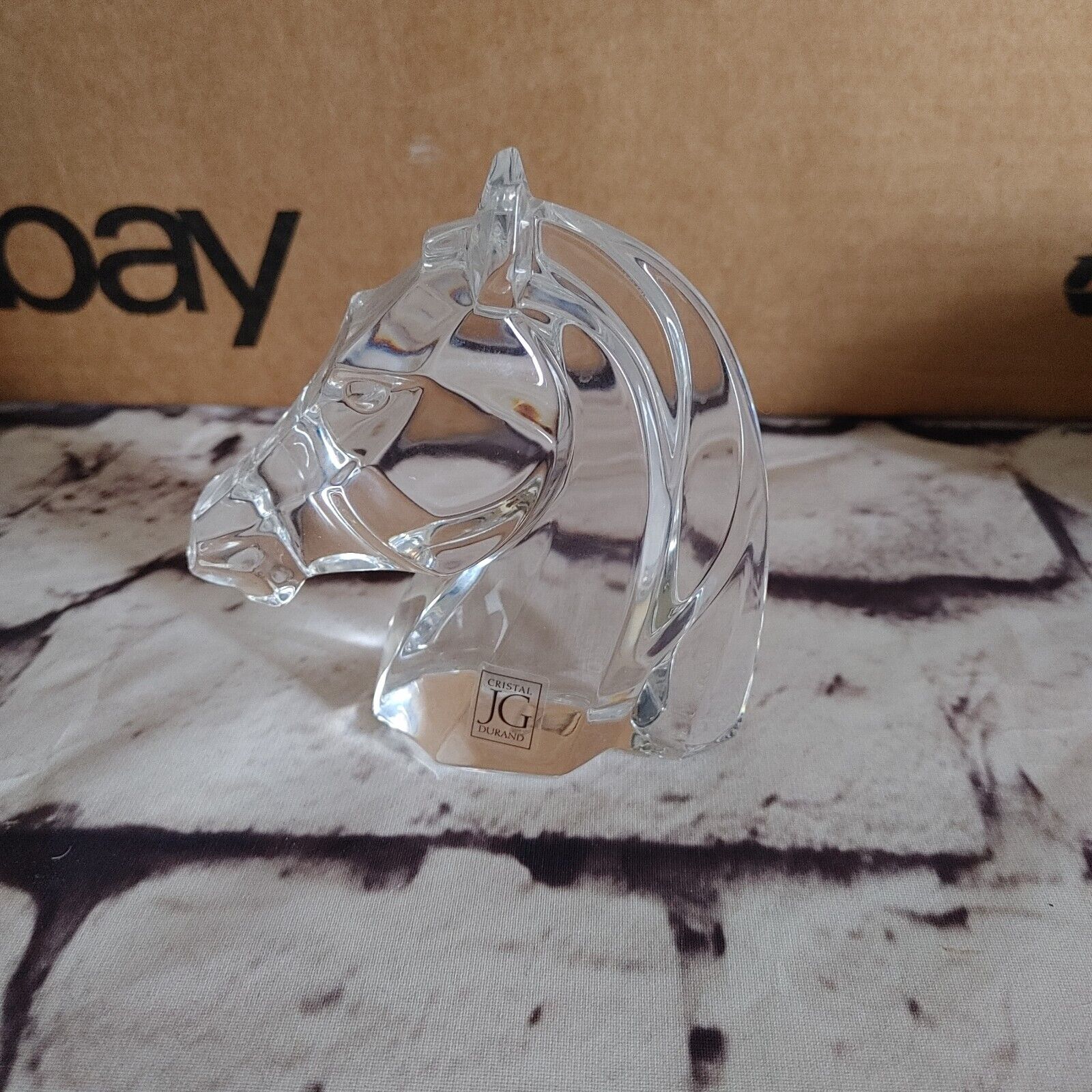 JG Durand Horse Head French Art Glass Paperweight Figurine 4\