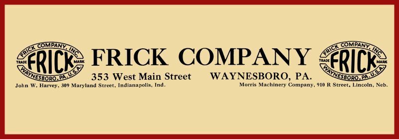 1921 Frick Company NEW Metal Sign: Tractors, Threshing Machines. Waynesboro, PA