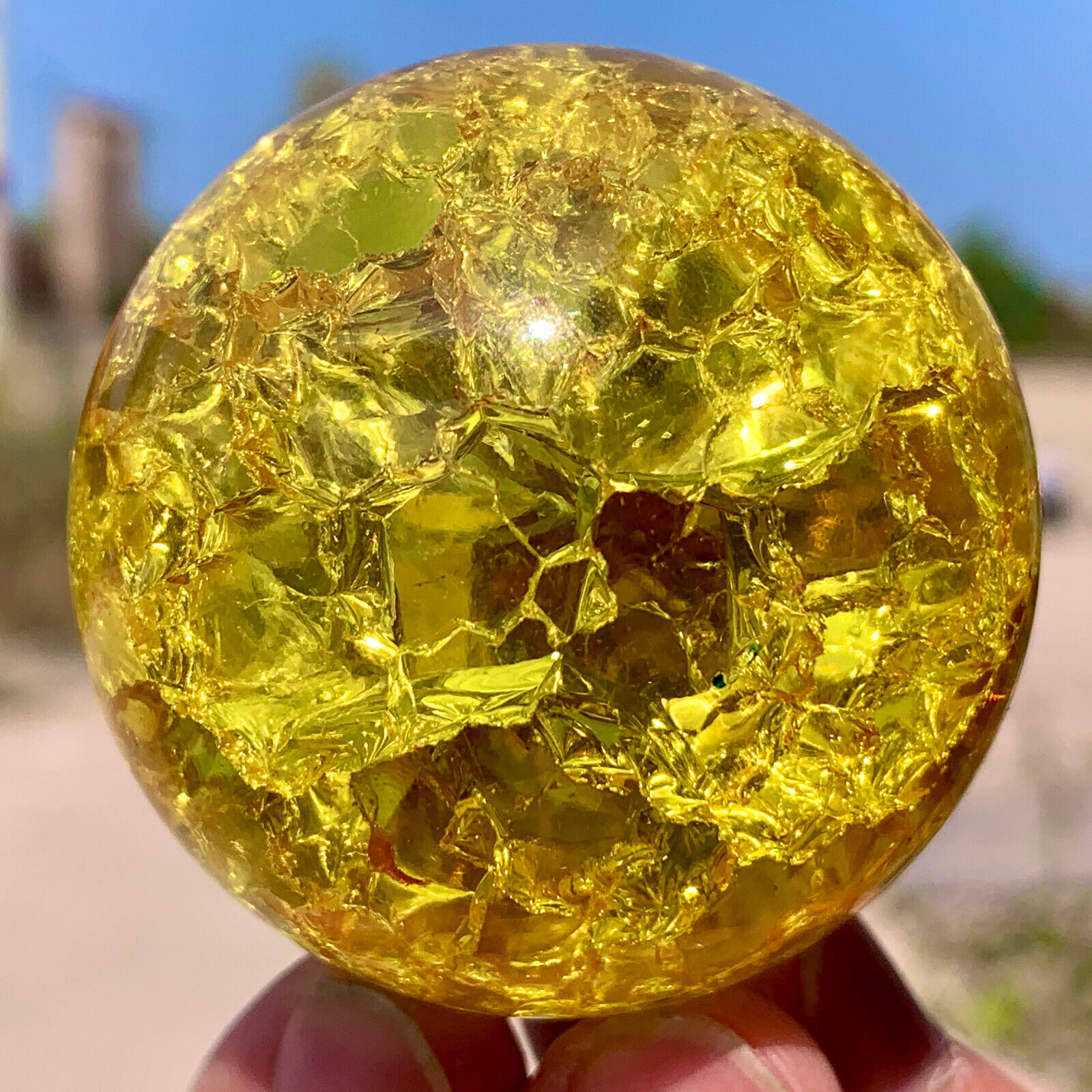 165G  Natural Titanium Rainbow Quartz sphere Crystal ball Healing