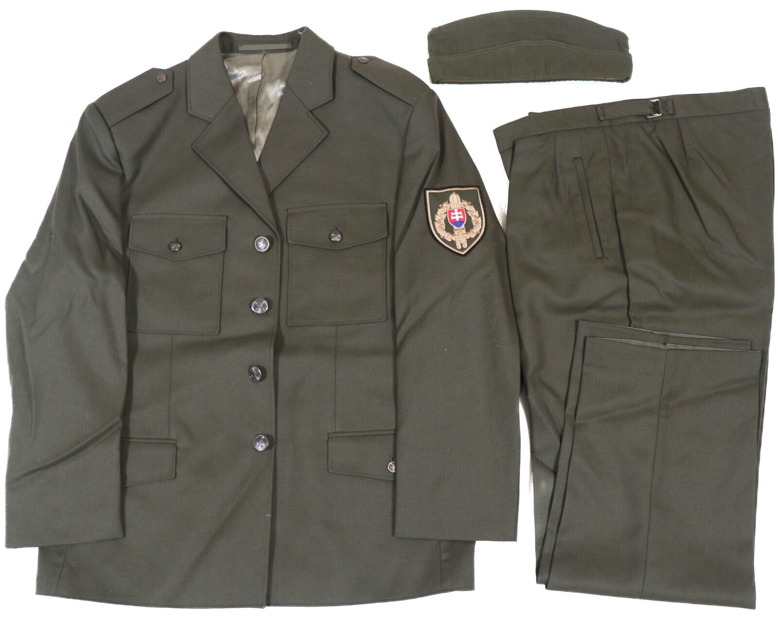 Large - Slovakian / Czech M98 Green Uniform  Jacket Pants Overseas Cap Military