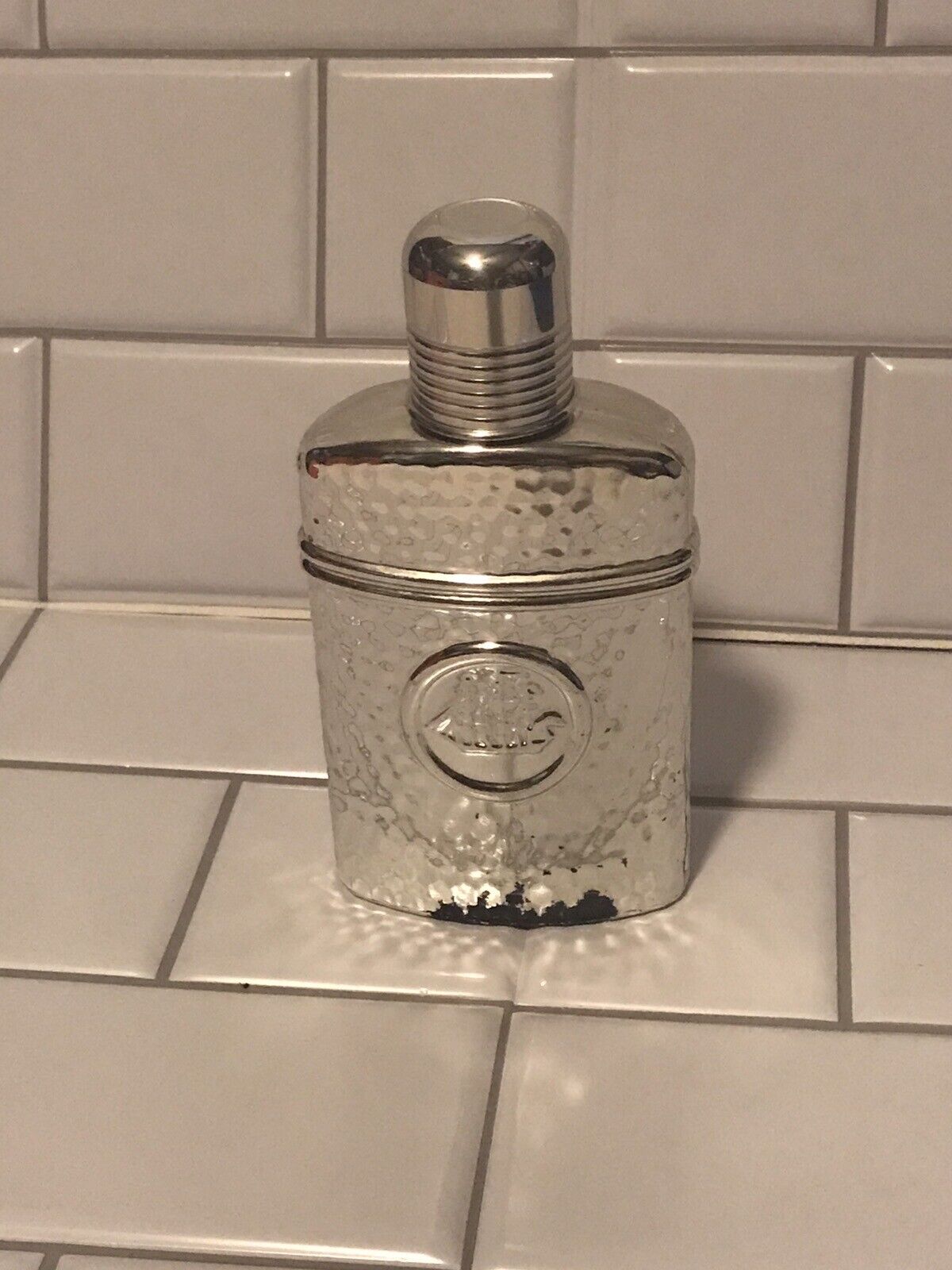 VTG Old Spice Admirals Flask Silver Empty After Shave Cologne 7 Oz Glass Bottle