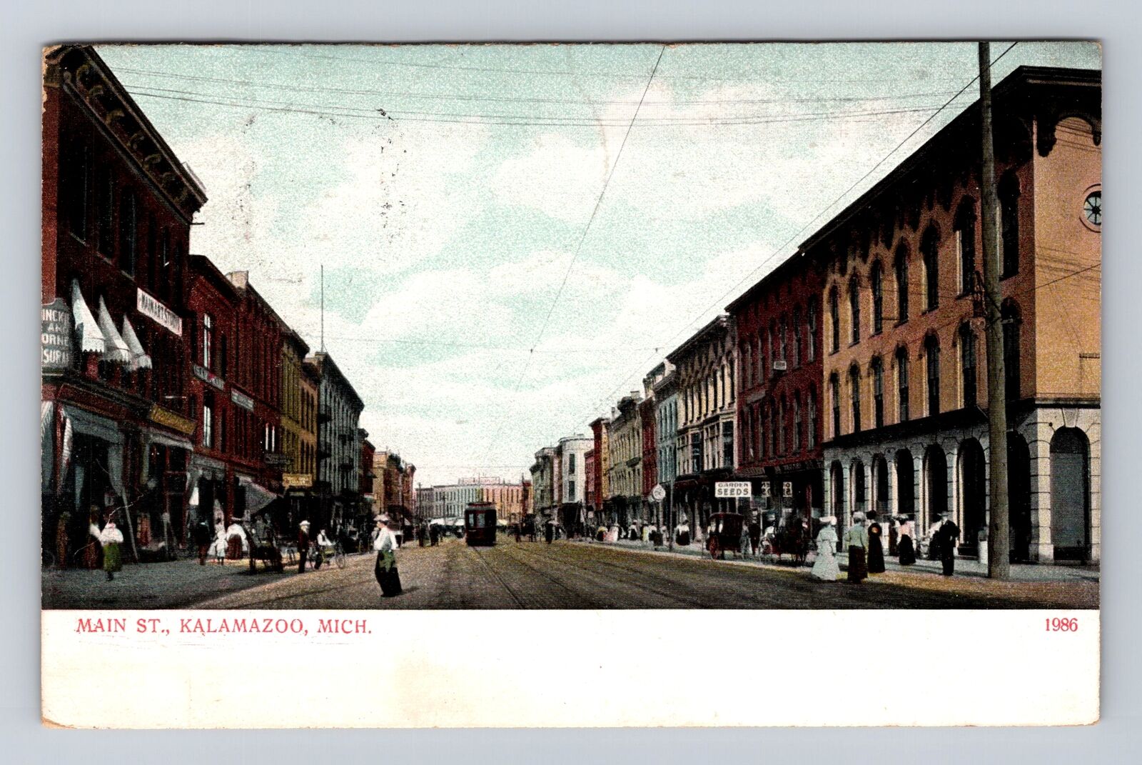 Kalamazoo MI-Michigan, Business Section on Main Street, Vintage c1907 Postcard