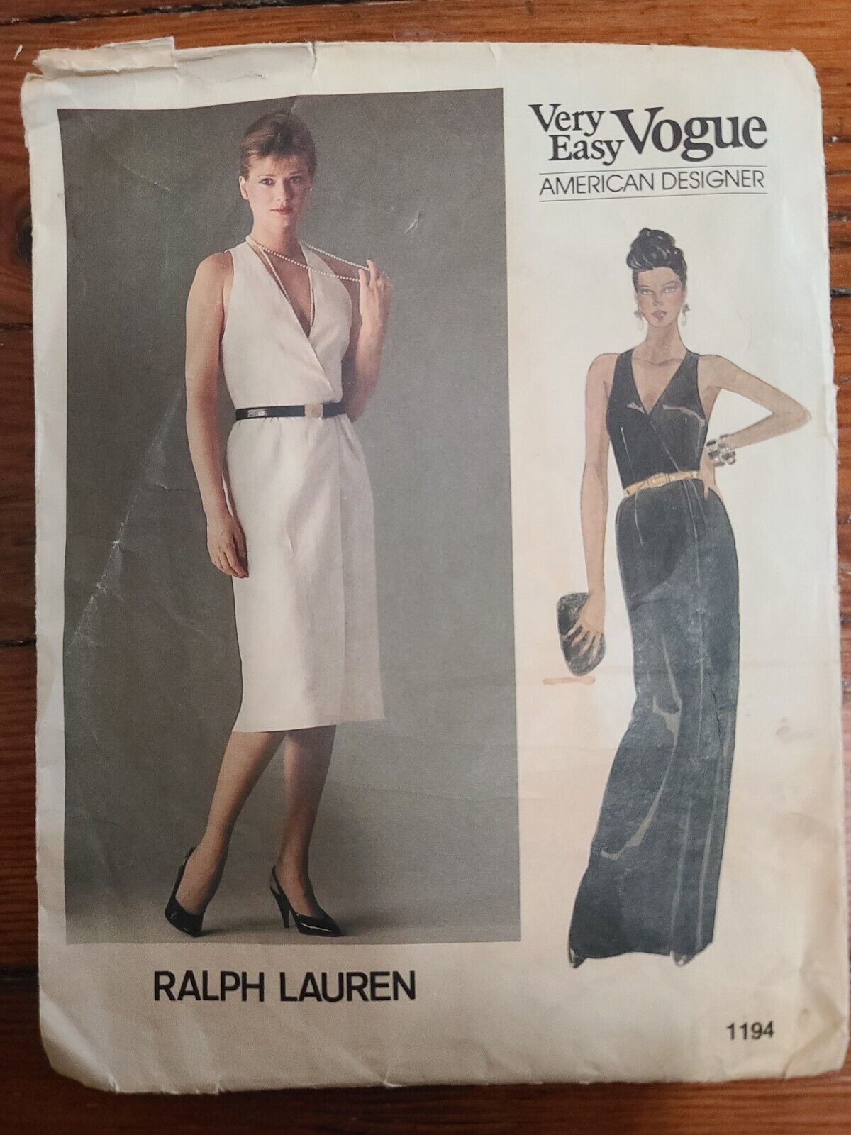 Vogue Pattern 1194 Ralph Lauren American Designer Dress Uncut Size 10 32.5