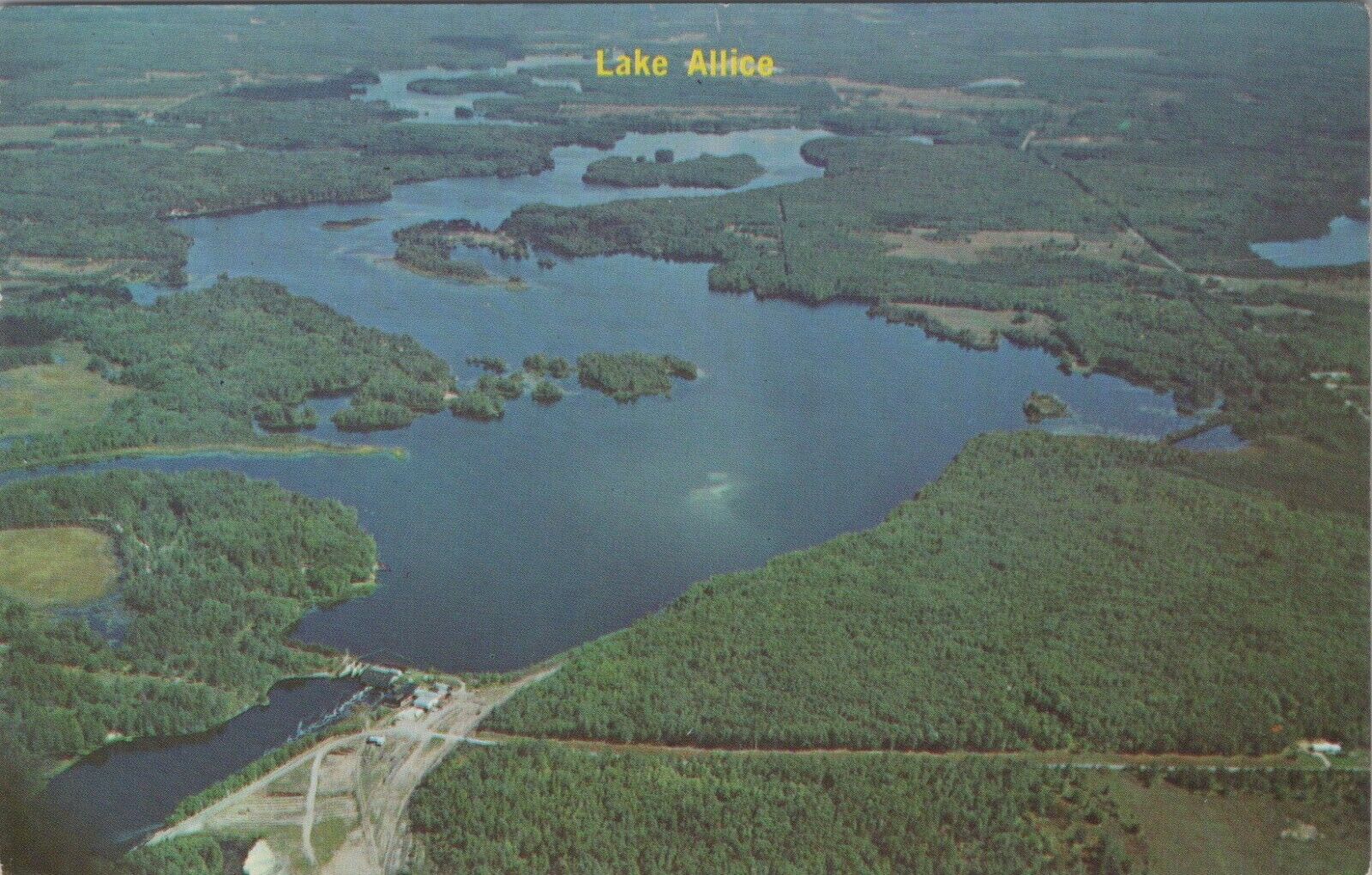 Lake Allice Tomahawk Wisconsin Aerial View Vintage Unposted Postcard