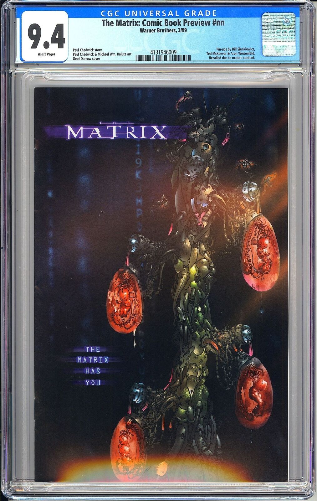 Matrix Comic Book Preview CGC 9.4 1999 4131946009 Recalled Rare