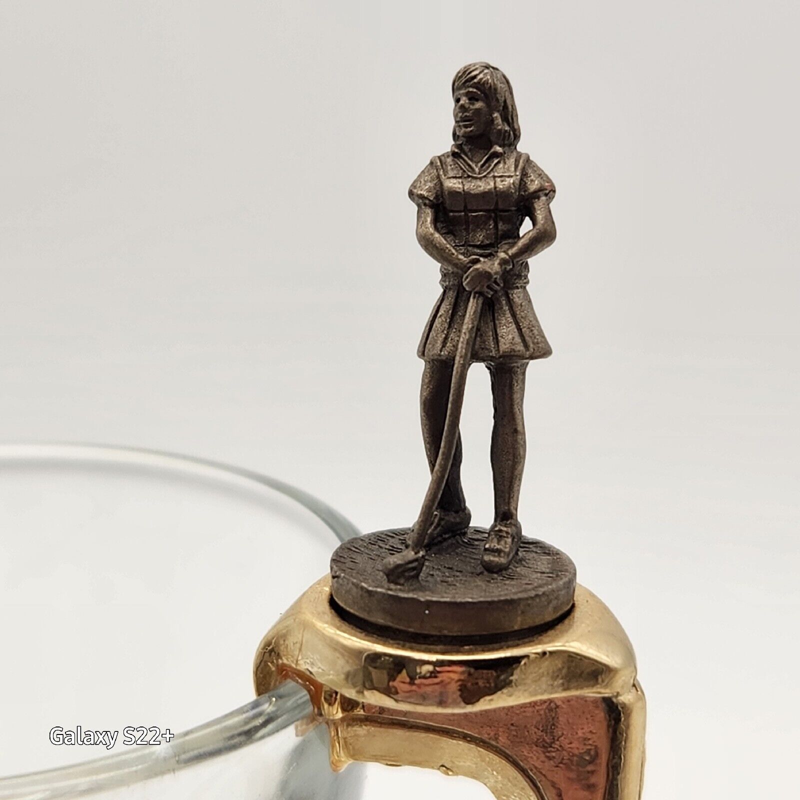 Vintage Women Golf 3D PEWTER Shot Glass Heavy Souvenir Barware Brass Handle 