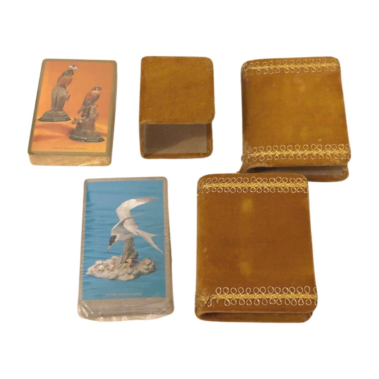 Vintage Edward Marshall Boehm Playing Card Rust Velvet Holder