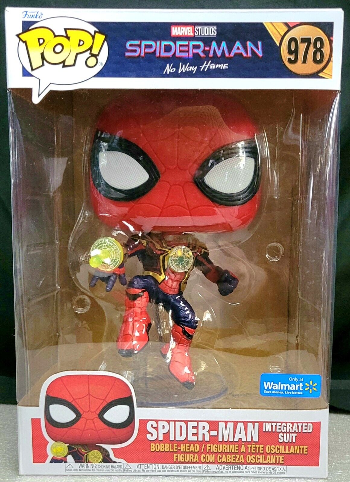 Jumbo 10in Funko Pop Spider-Man No Way Home Integrated Suit #978 Walmart X 2021