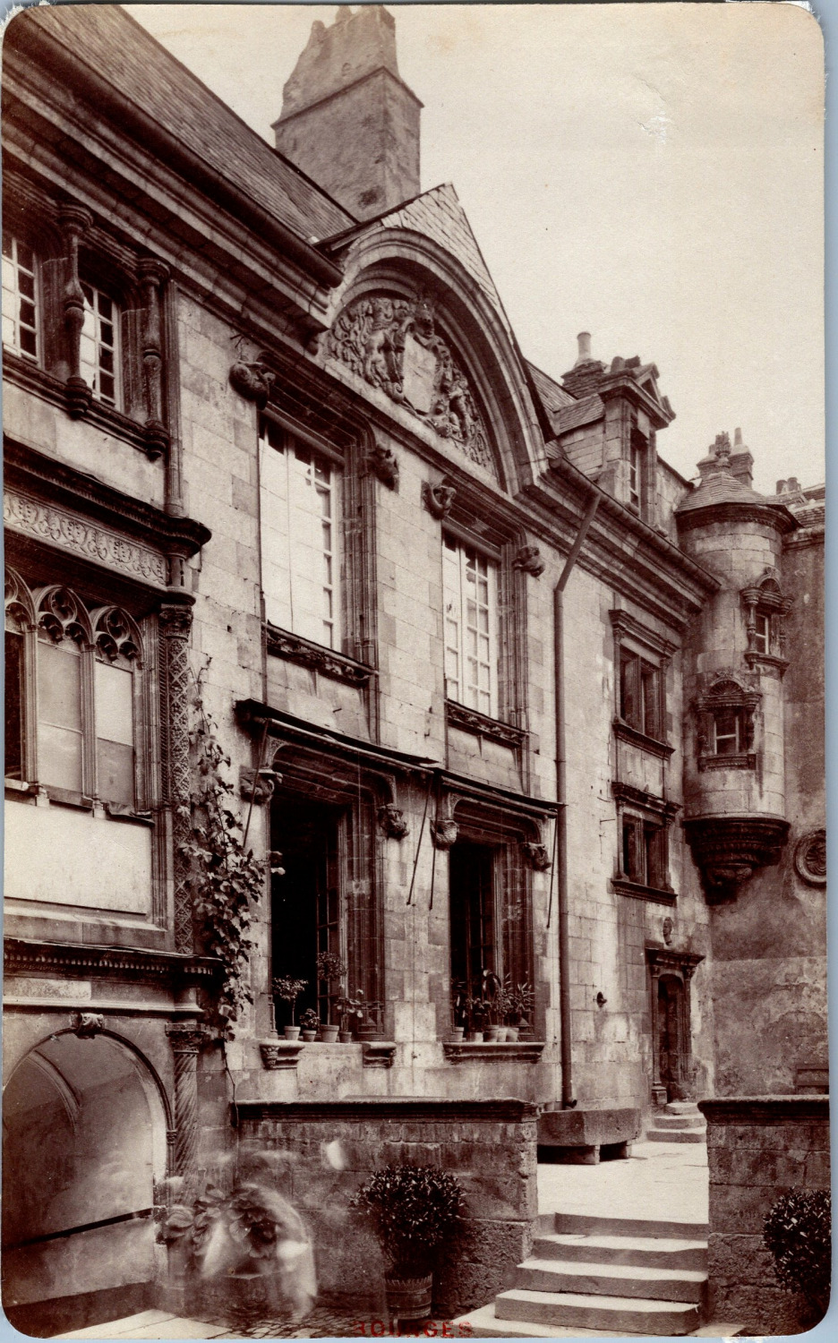 France, Bourges, Hotel Lallemand, antique by Louis XI vintage print, print d