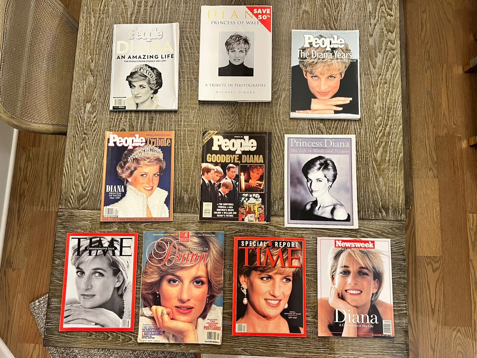 Rare Lot of 10 Princess Diana magazines, including A Tribute In Photographs