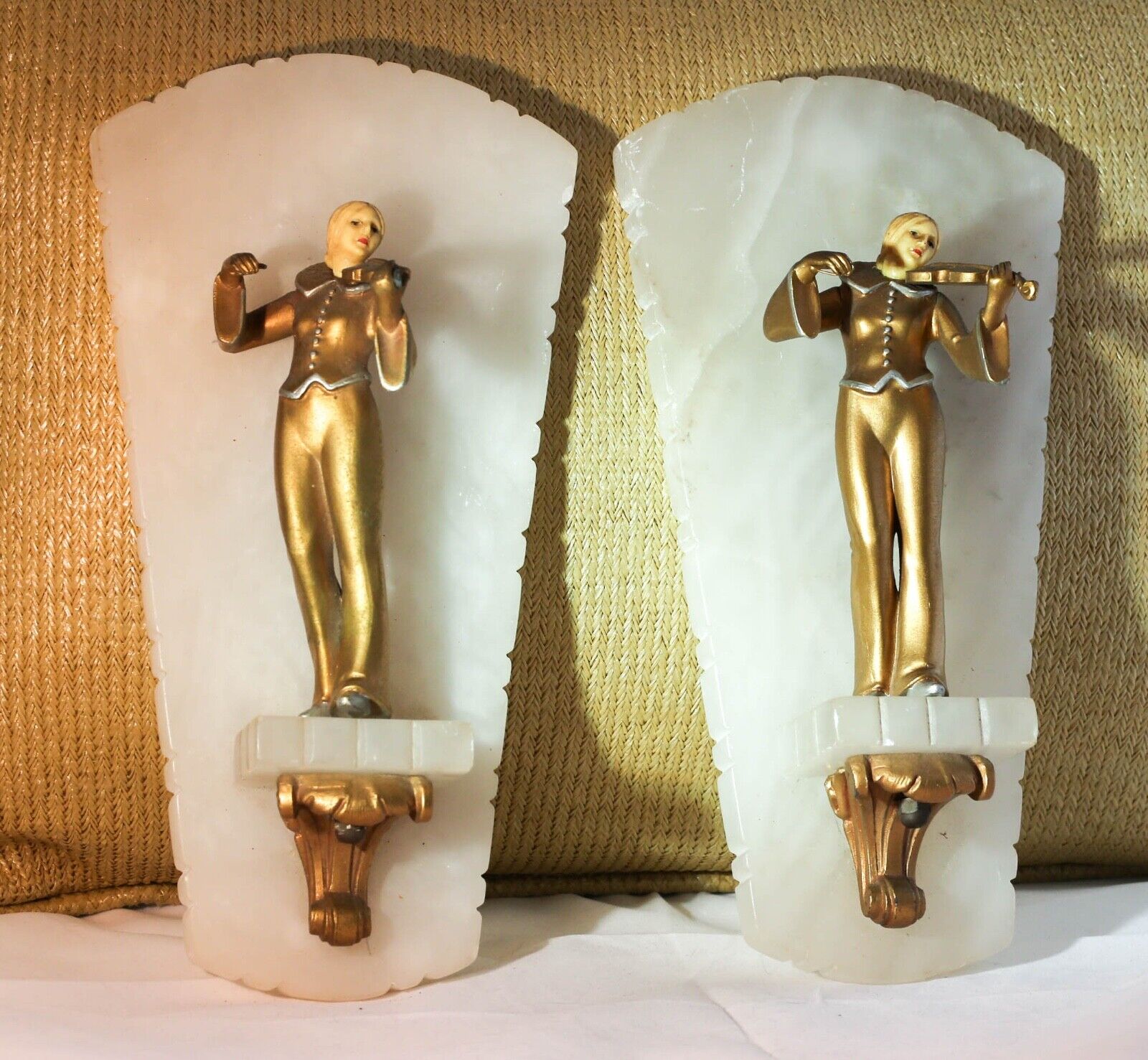 Sconce Vintage Violin Players on Marble Backing