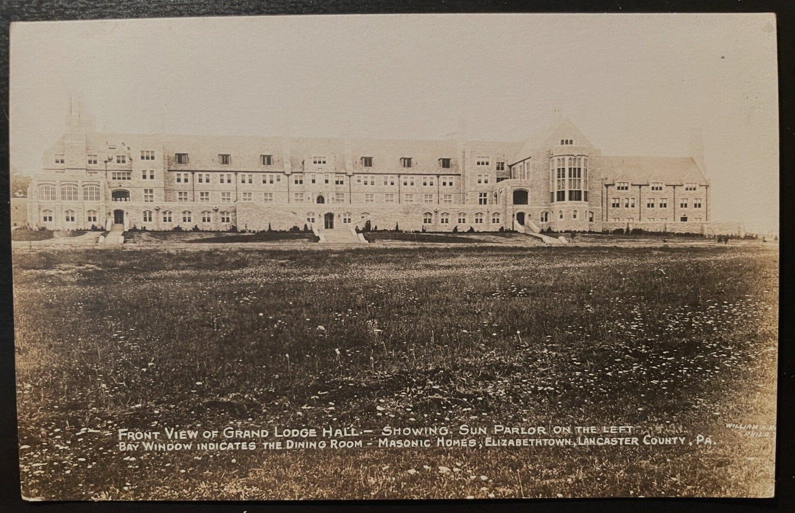 Vintage Postcard 1918-1930 Grand Lodge Hall, Mason Home, Elizabethtown, PA RPPC