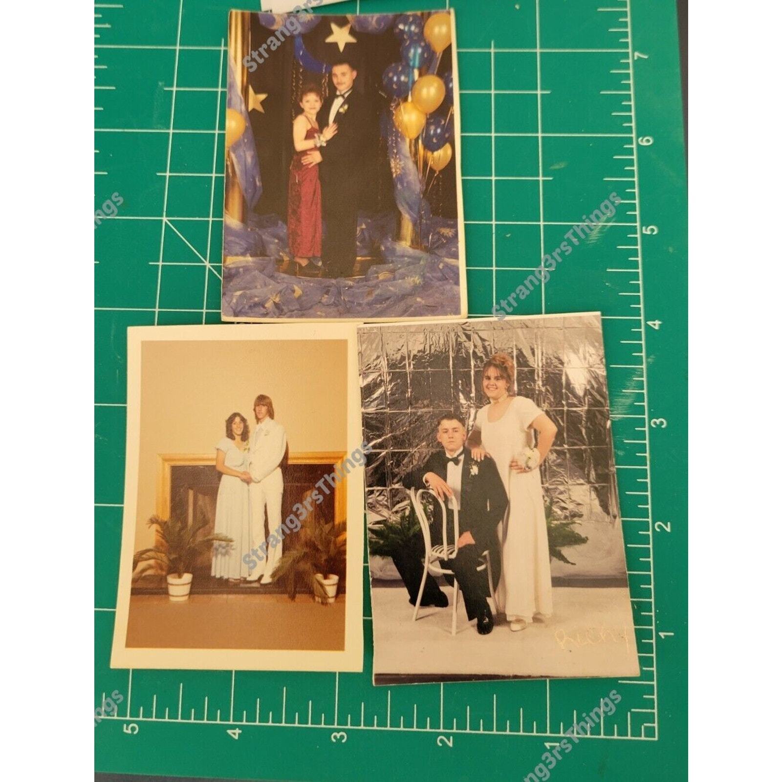 FOUND PHOTOGRAPH Color PROM COUPLES Original VINTAGE lot of 3 1970s 1990s