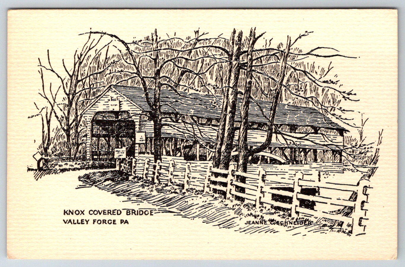 c1960s General Knox Covered Bridge Postcard Valley Forge PA No. 1