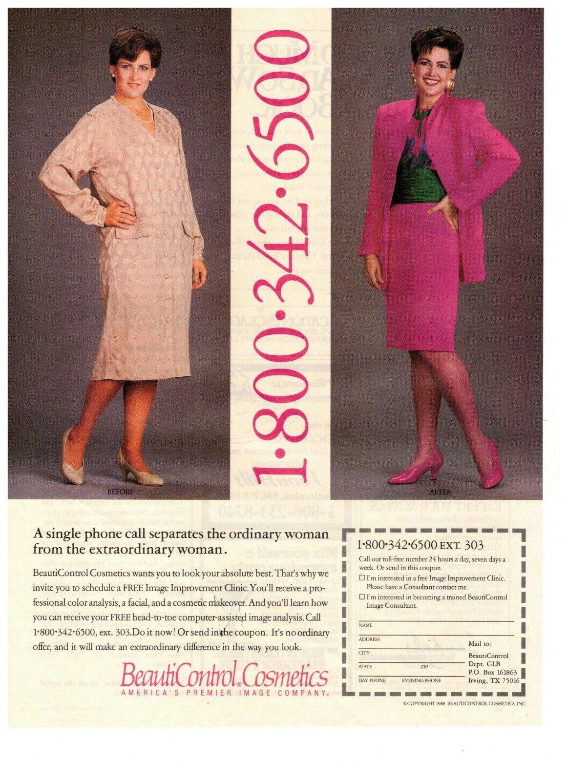 BeautiControl Cosmetics Ordinary Extraordinary Vintage 1988 Print Advertisement