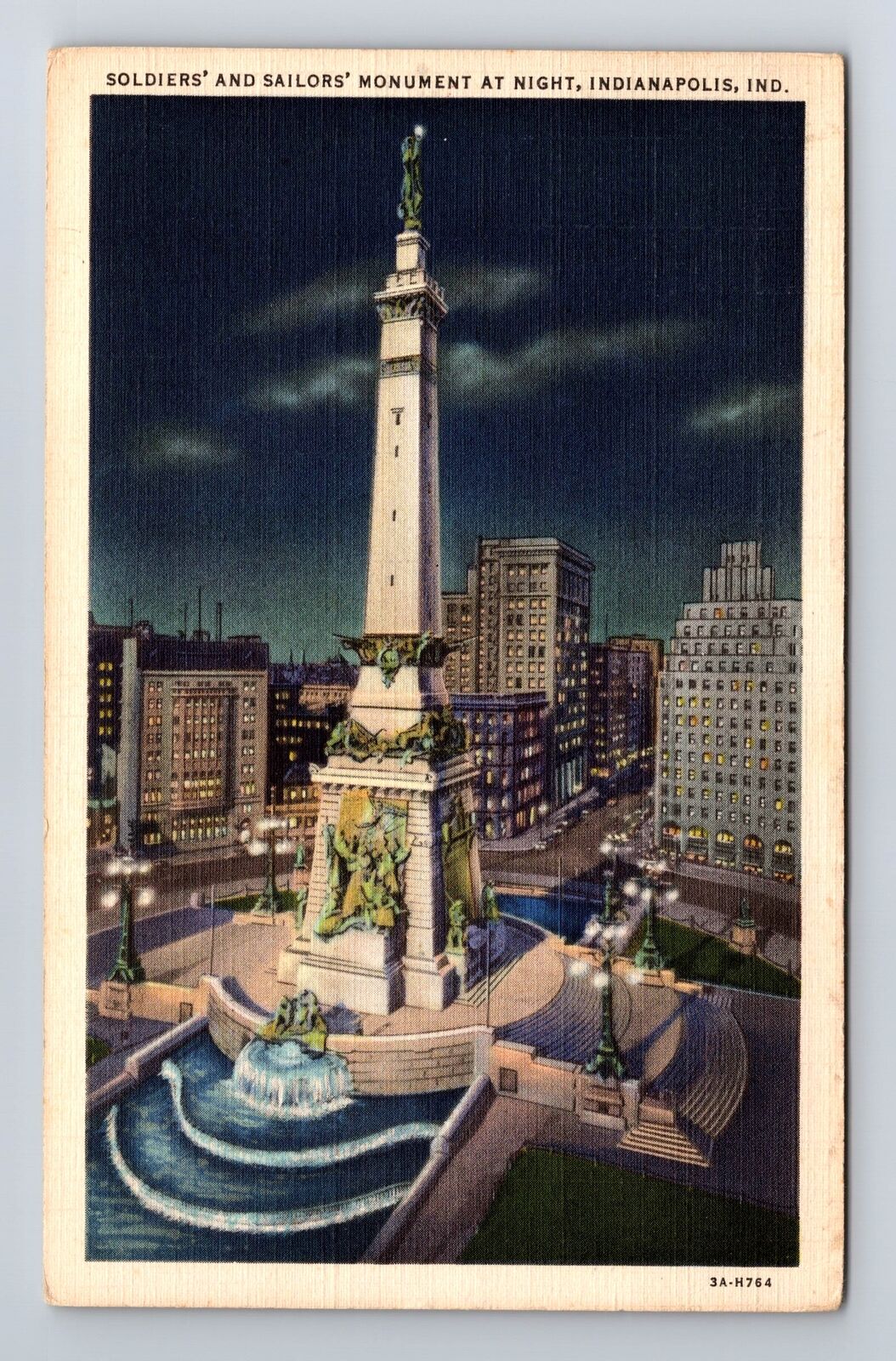 Indianapolis IN-Indiana, Soldiers And Sailors Monument, Vintage c1936 Postcard