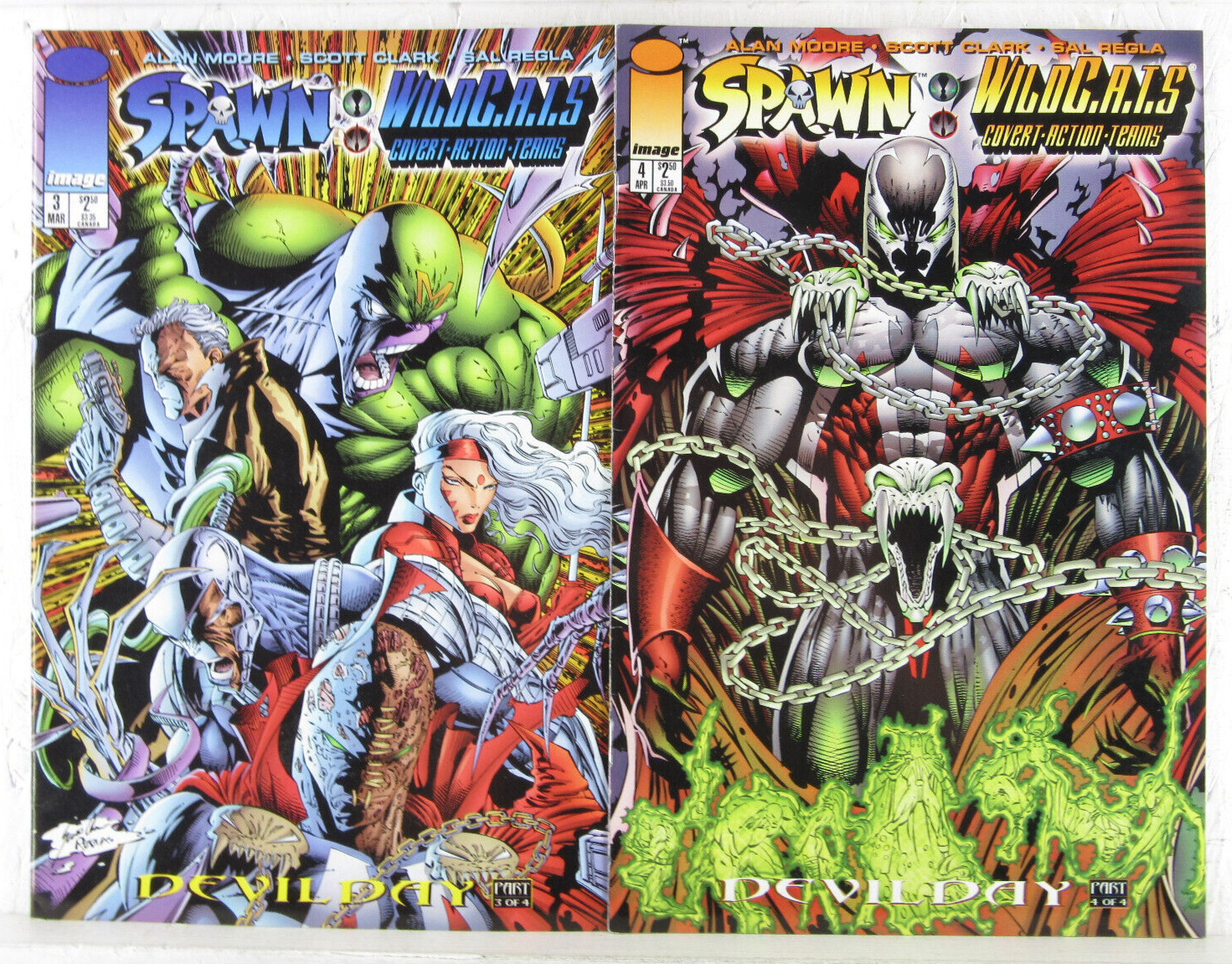 SPAWN / WILDC.A.T.S. #3-4 * Image Comics Lot *  1996 - Devil Day - Wildcats