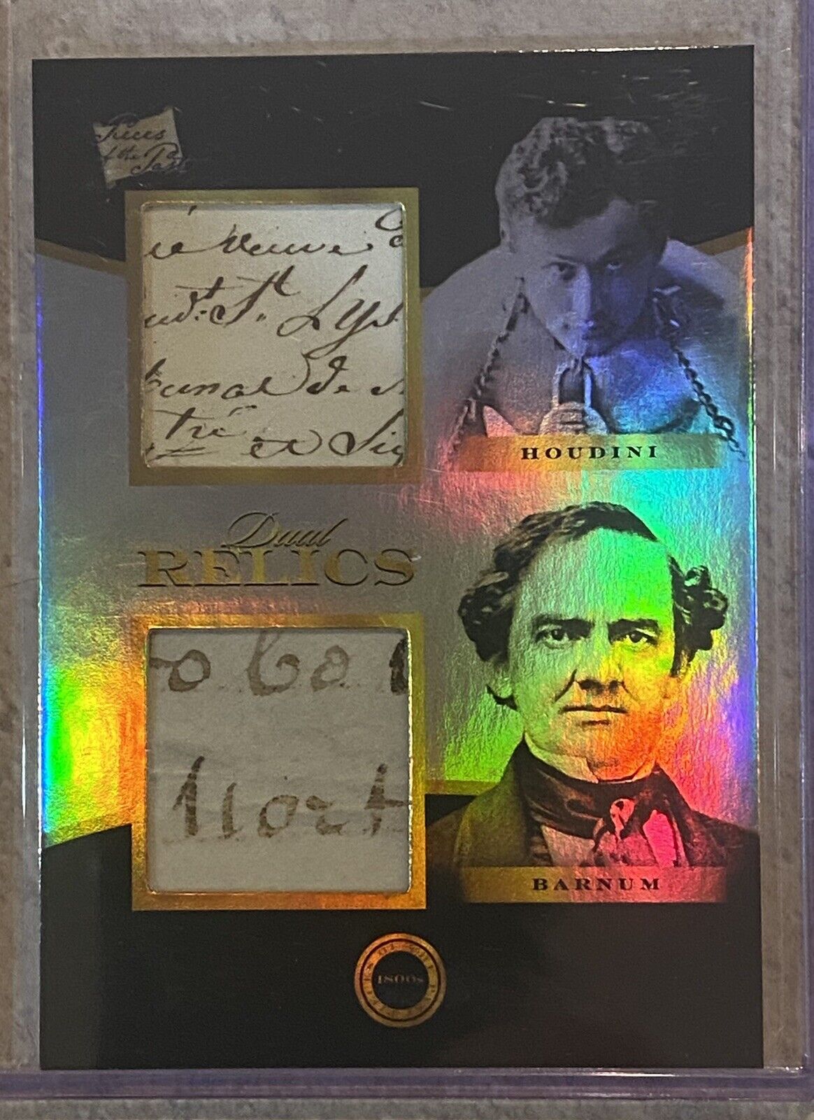 2024 PIECES OF THE PAST DUAL HAND WRITING RELIC HARRY HOUDINI P.T. BARNUM