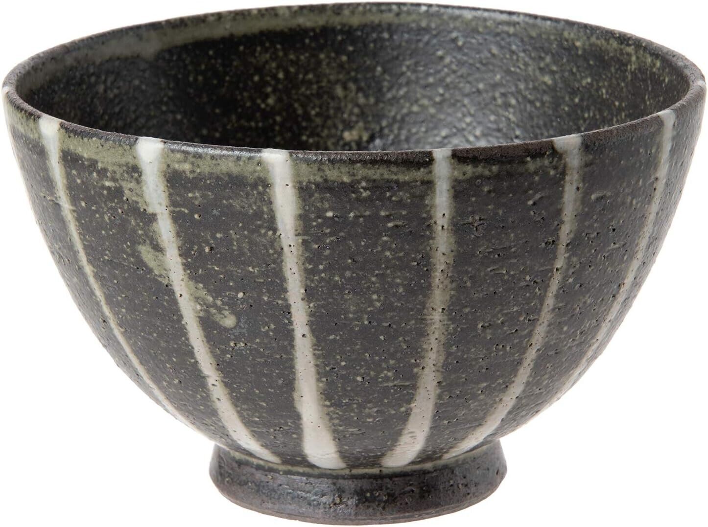 Shigaraki yaki ware Gohan Chawan Japanese Pottery Rice bowl Takishima Stripe F/S