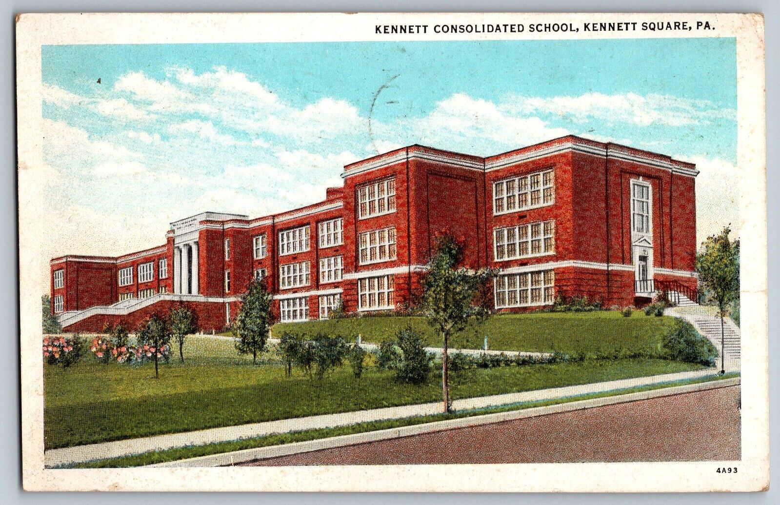 Kennett Square, Pennsylvania PA - Kennett Consolidated School - Vintage Postcard