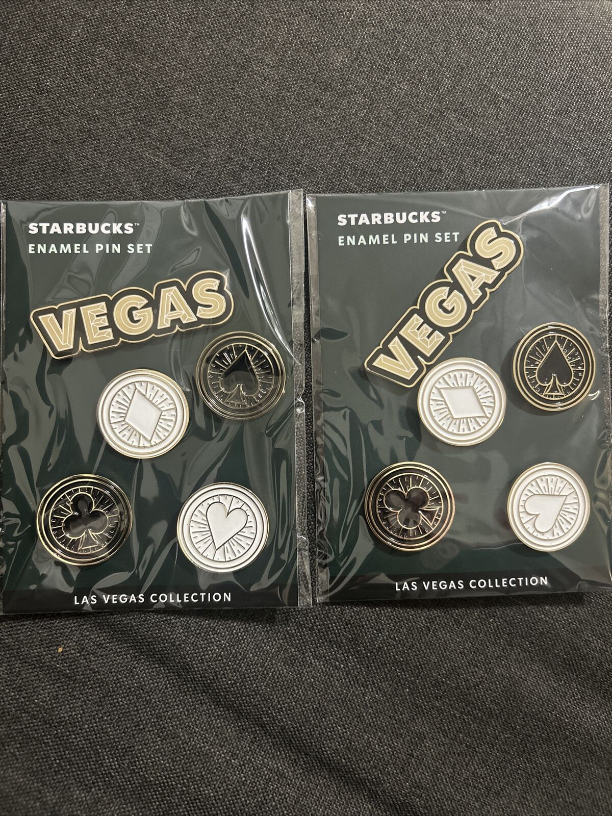 (Lot of 2) Starbucks Enamel Pin Set - Las Vegas Collection, 5 Pins each, New