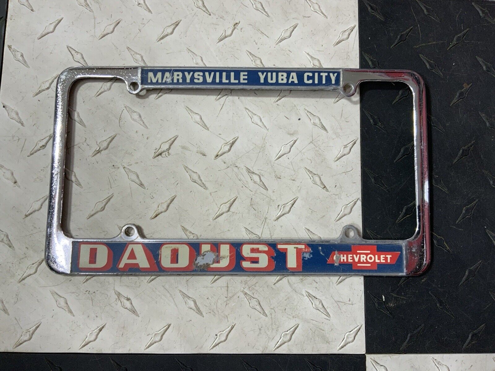 Vintage Daoust Chevrolet Marysville Yuba City Dealer License Plate Frame