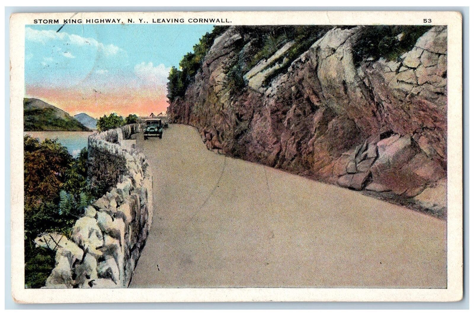 1920 Strom King Highway New York Leaving Cornwall NY, Car Street View Postcard