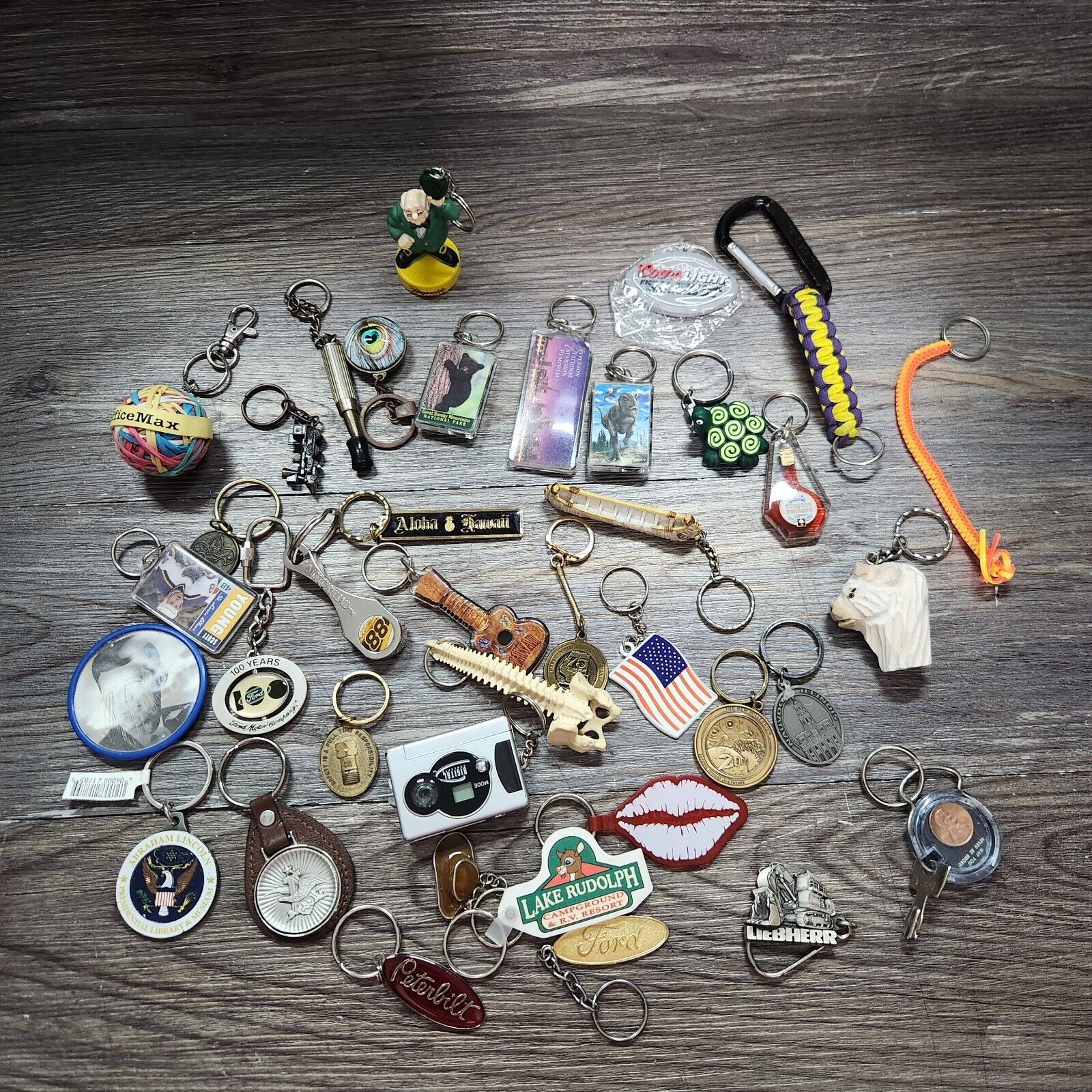 Mixed Keychain Lot of 38+ Some Vintage STL MO Hawaii Ford Budweiser Souvenir