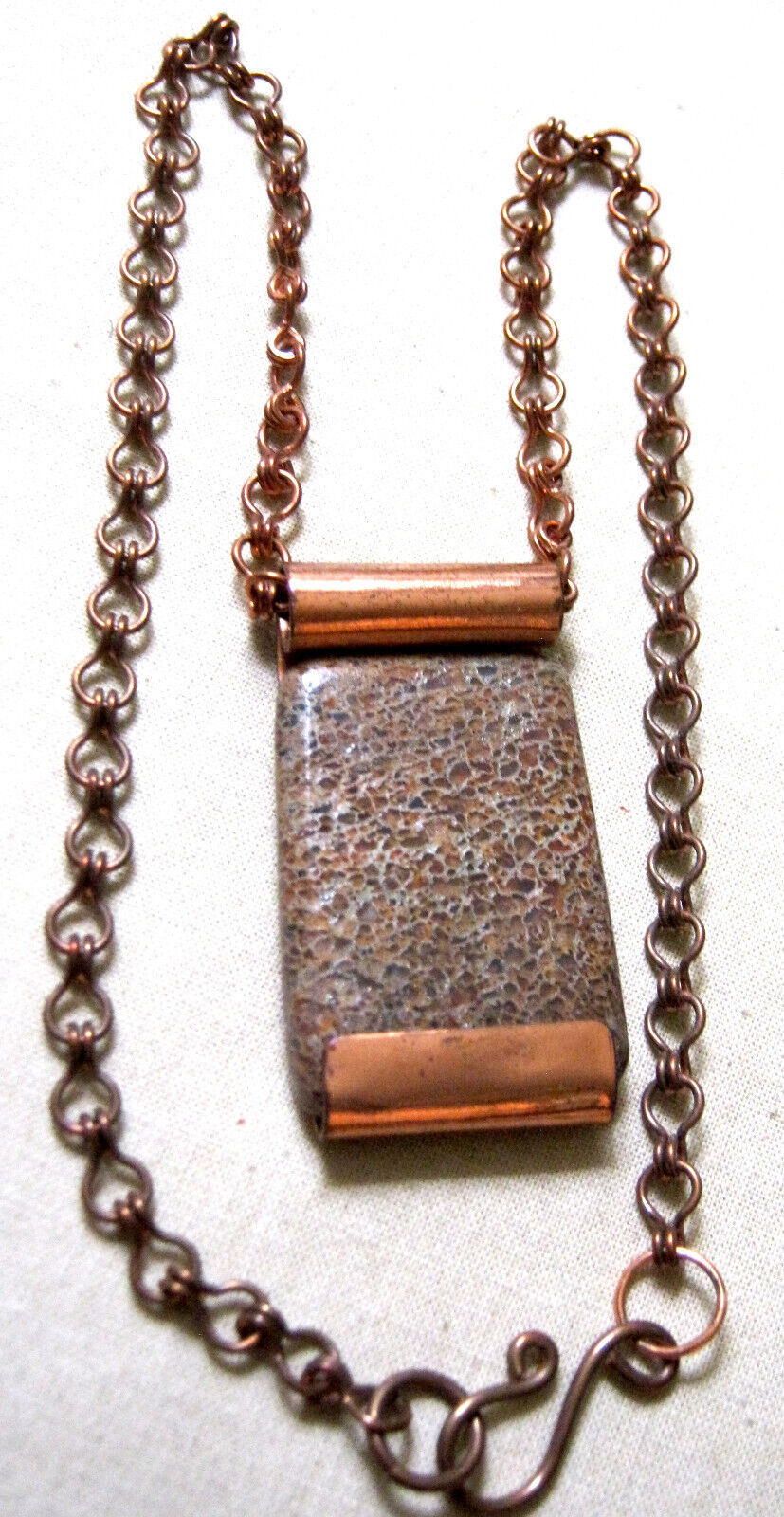 Unique DINOSAUR BONE Rectangle COPPER Necklace & PENDANT