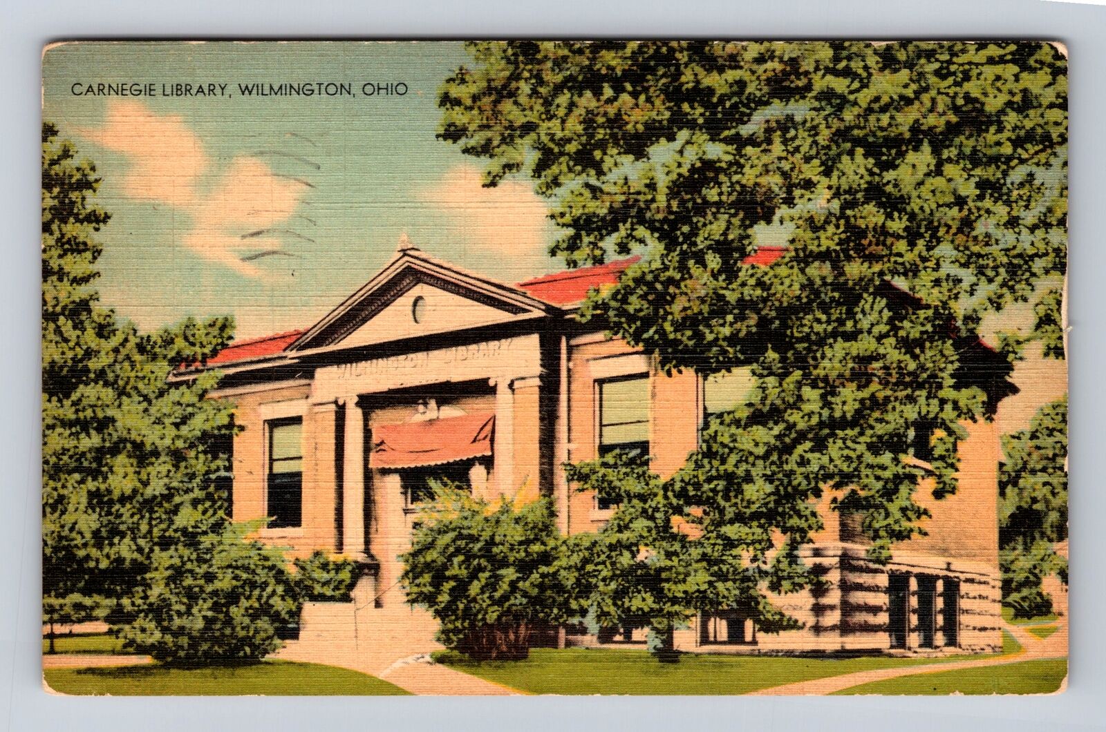 Wilmington OH-Ohio, Carnegie Library, Antique, Vintage c1953 Souvenir Postcard