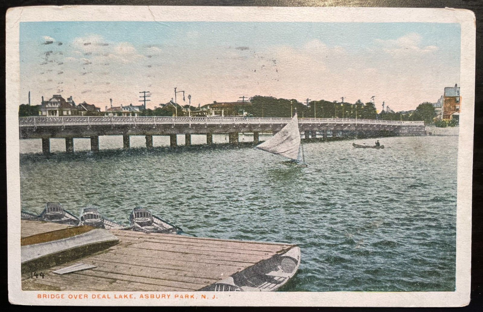 Vintage Postcard 1915 Bridge over Deal Lake, Asbury Park, New Jersey