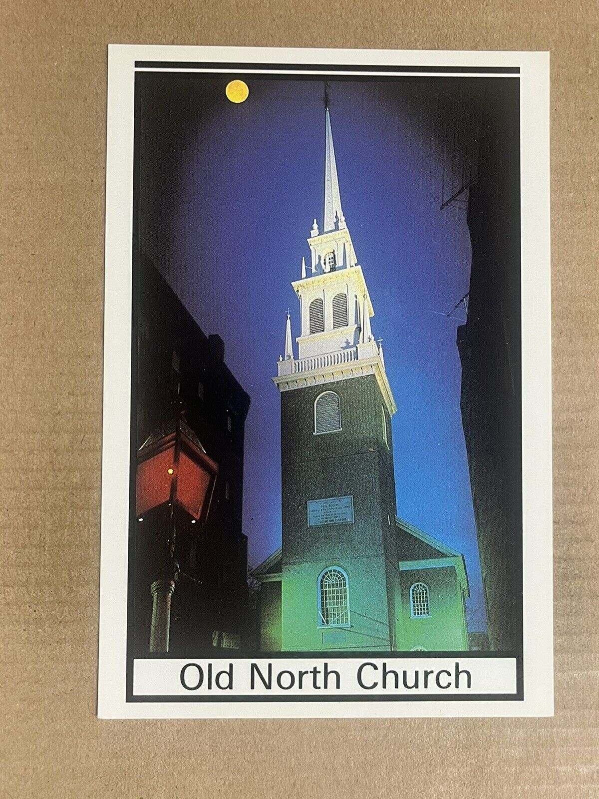 Postcard Boston MA Massachusetts Old North Church Night Moon Vintage PC