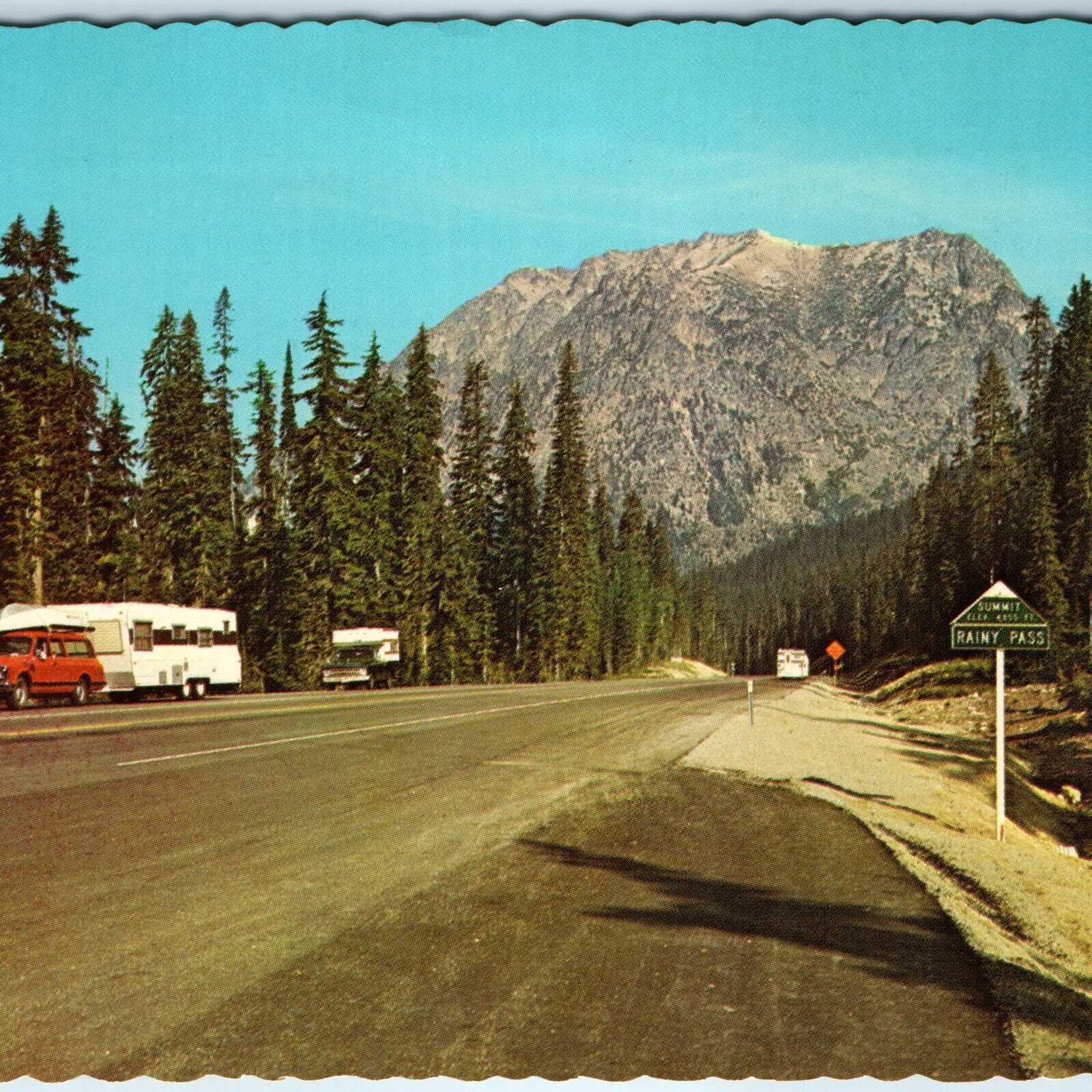 c1970s Marblemount, WA North Cascade Hwy Rainy Pass Chevy Truck Camper 4x6 PC M2
