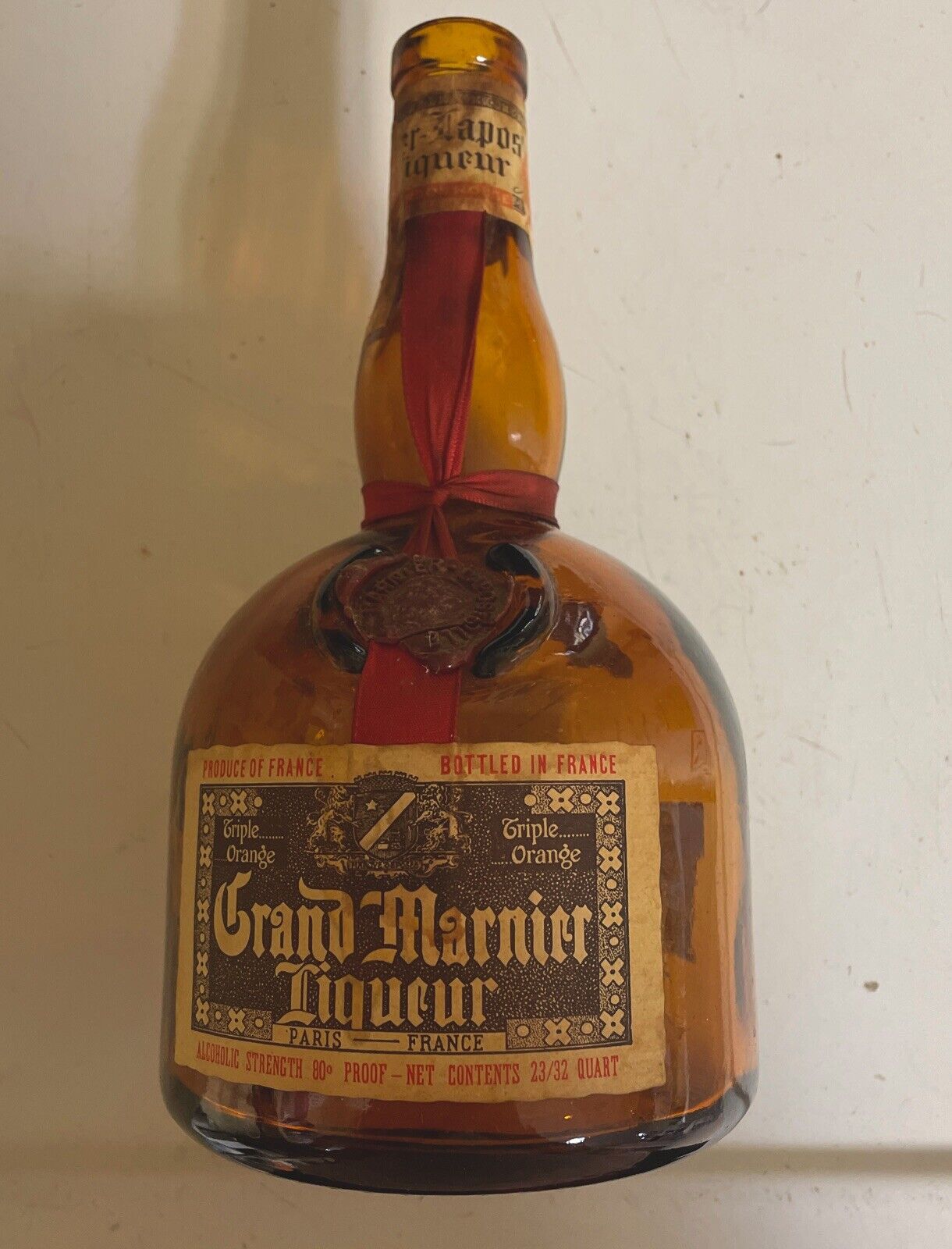 Vintage Grand Marnier Liqueur Bottle (empty)  Paris.  23/32 Quart. No Cap