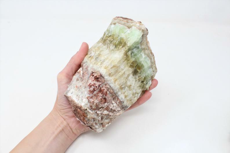 Green Calcite XL Rough Raw Chunk from Mexico, High Grade A Quality