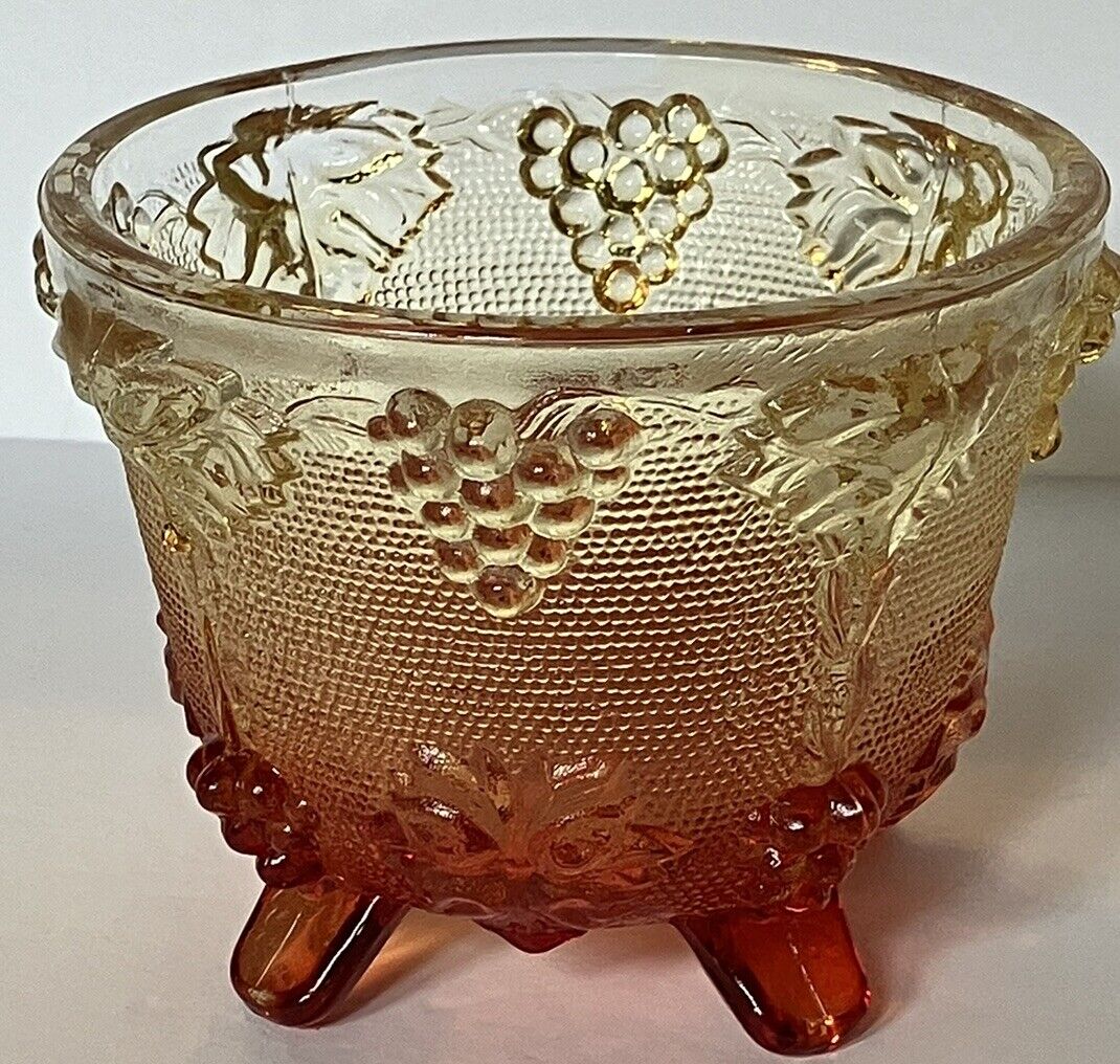 Vintage Jeanette Glass Footed Candy Dish Amberina Harvest Grape 3.5 “ No Lid