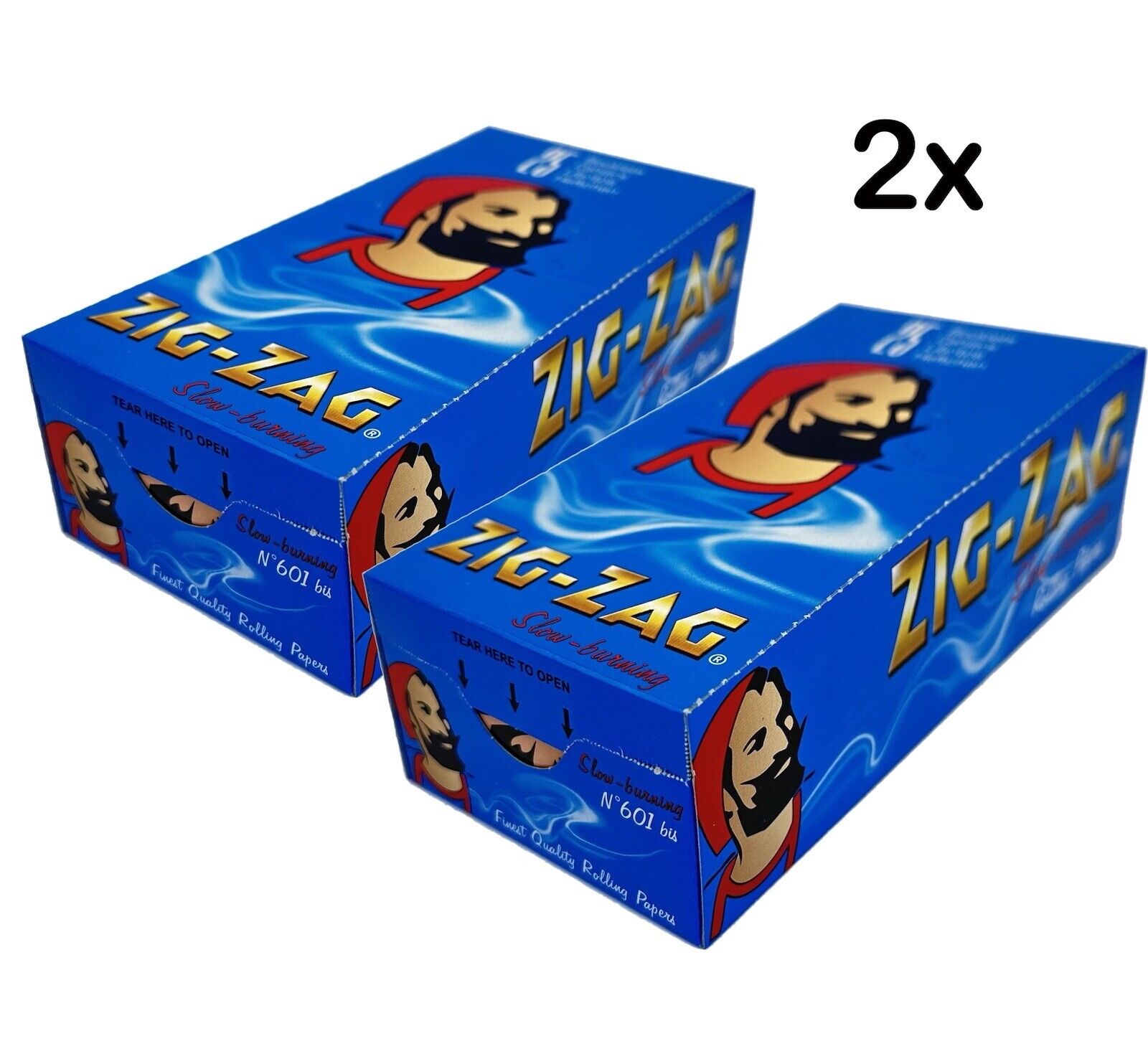 2 X Box Blue Double 25pack Zig Zag Rolling Paper Total 50x Double 