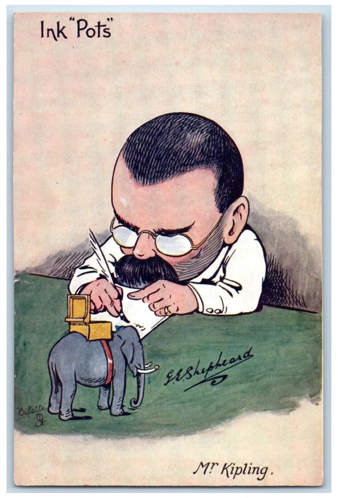 Shepherd Artist Signed Postcard Mr. Kipling Ink Pots Oilette Tuck\'s c1910\'s