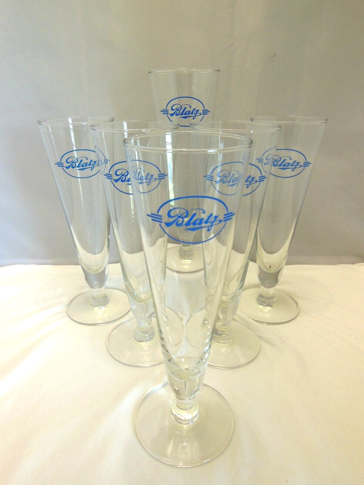 6 VINTAGE A.C.L. PILSENER BEER GLASSES BLATZ BREWING CO., MILWAUKEE, WI. VGC