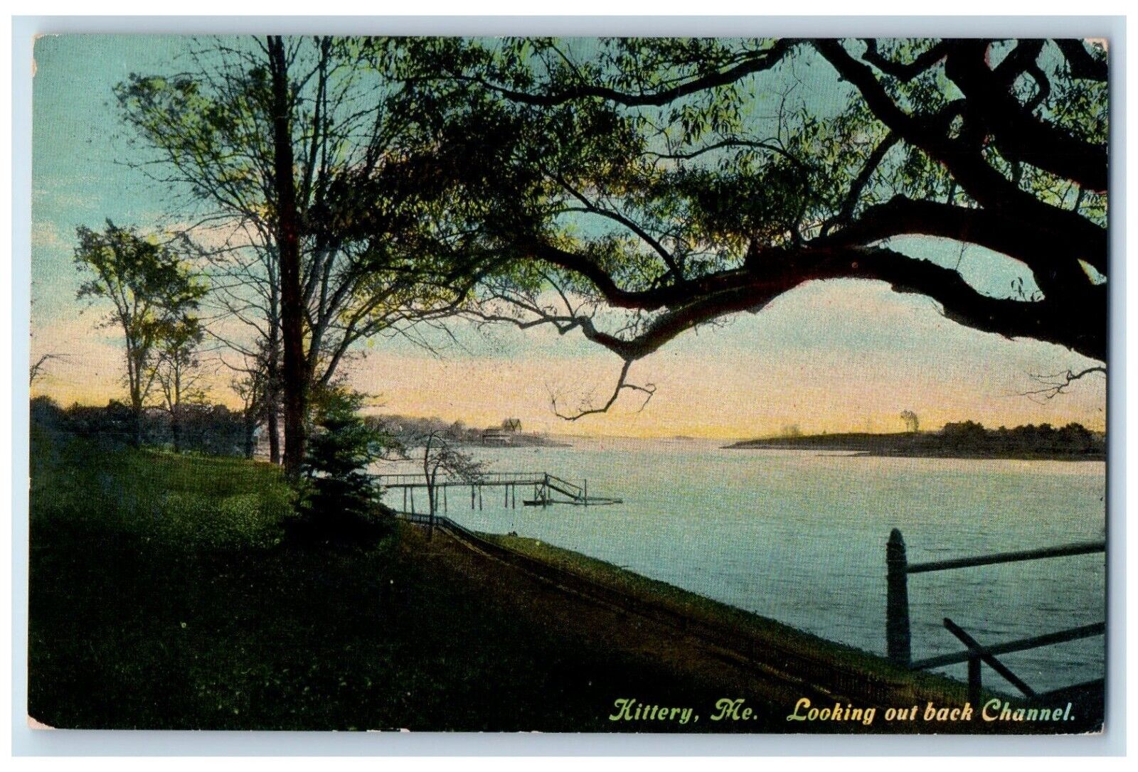 1913 Looking Out Back Channel Lake View Kittery Maine ME Antique Postcard