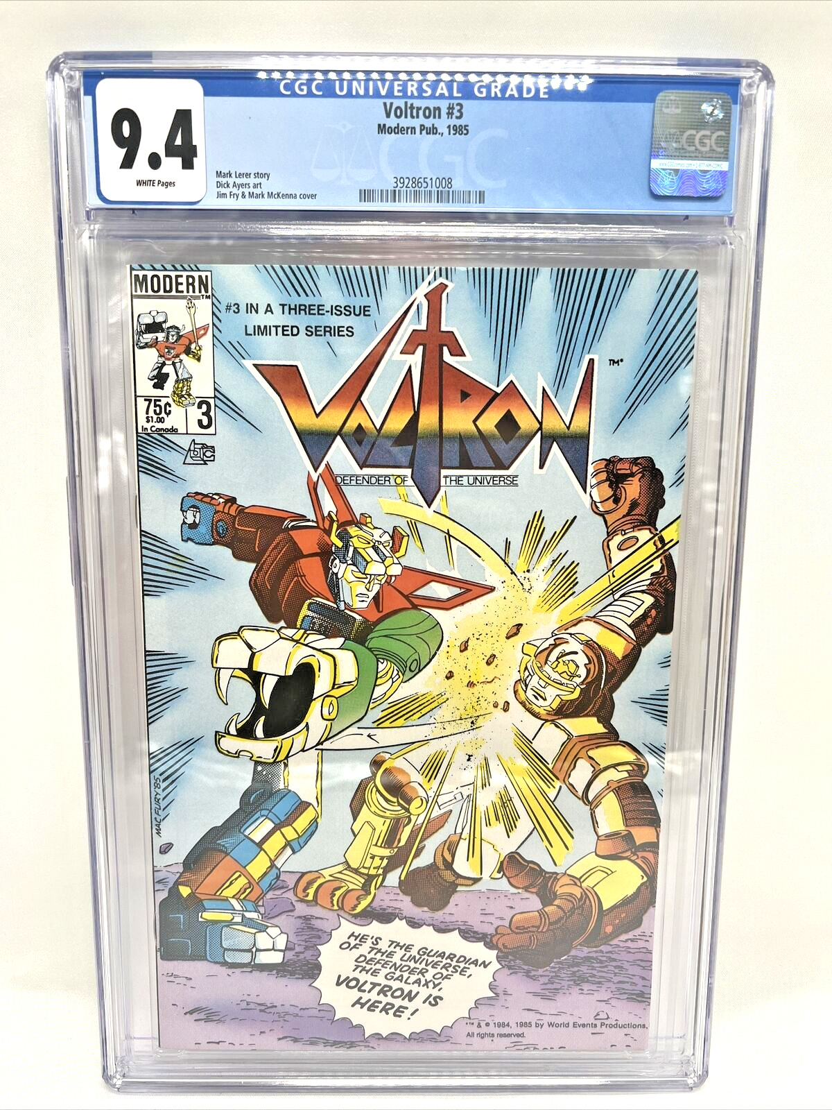 Voltron #3 CGC 9.4 - RARE VINTAGE GRADED COMIC BOOK