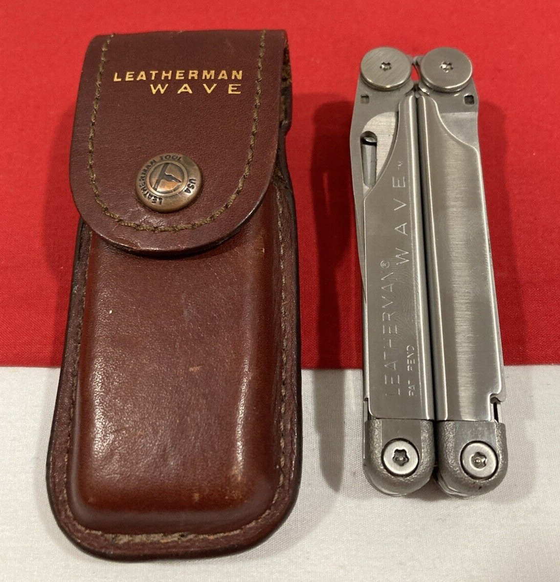 Vintage LEATHERMAN WAVE USA Original Multi-Tool With BROWN LEATHER SHEATH CASE
