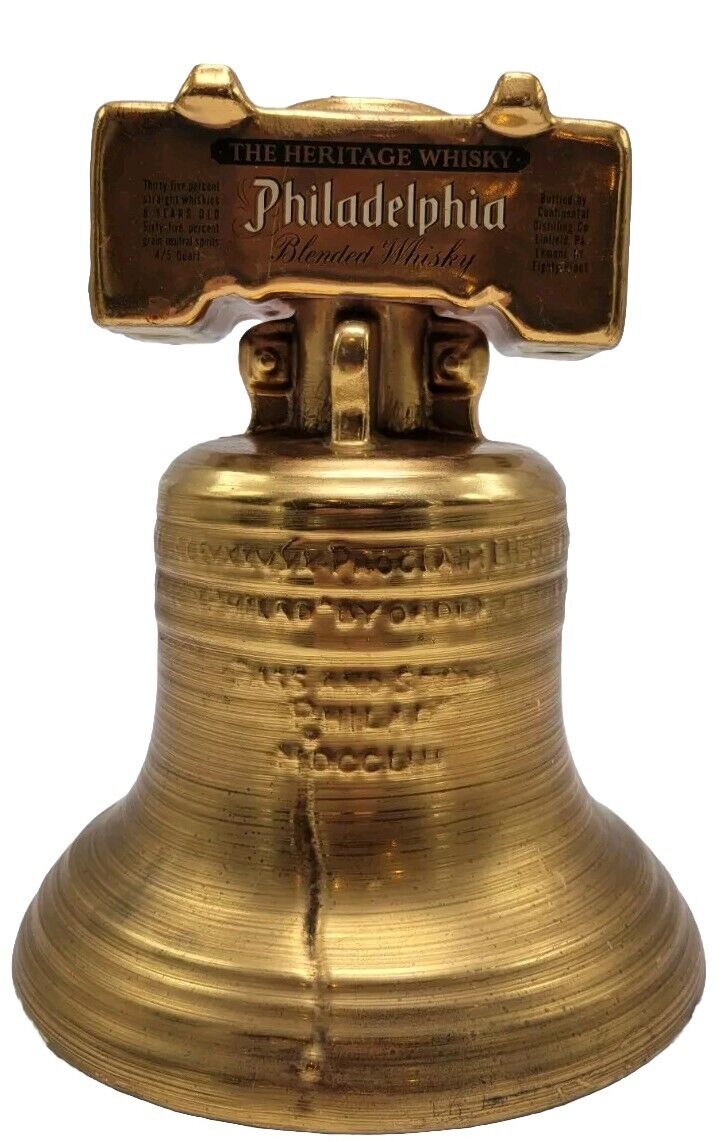 Philadelphia Blended Whiskey Bicentennial Decanter Liberty Bell 22k Gold EMPTY