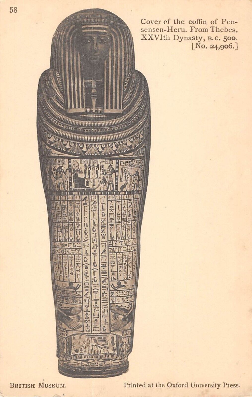 CPA EEGYPT COVER OF THE COFFIN OF PENSEN HERU FROM THEBES