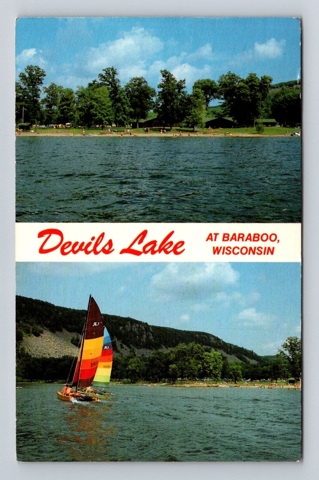 Baraboo WI-Wisconsin, Devil\'s Lake State Park, Antique, Vintage c1988 Postcard
